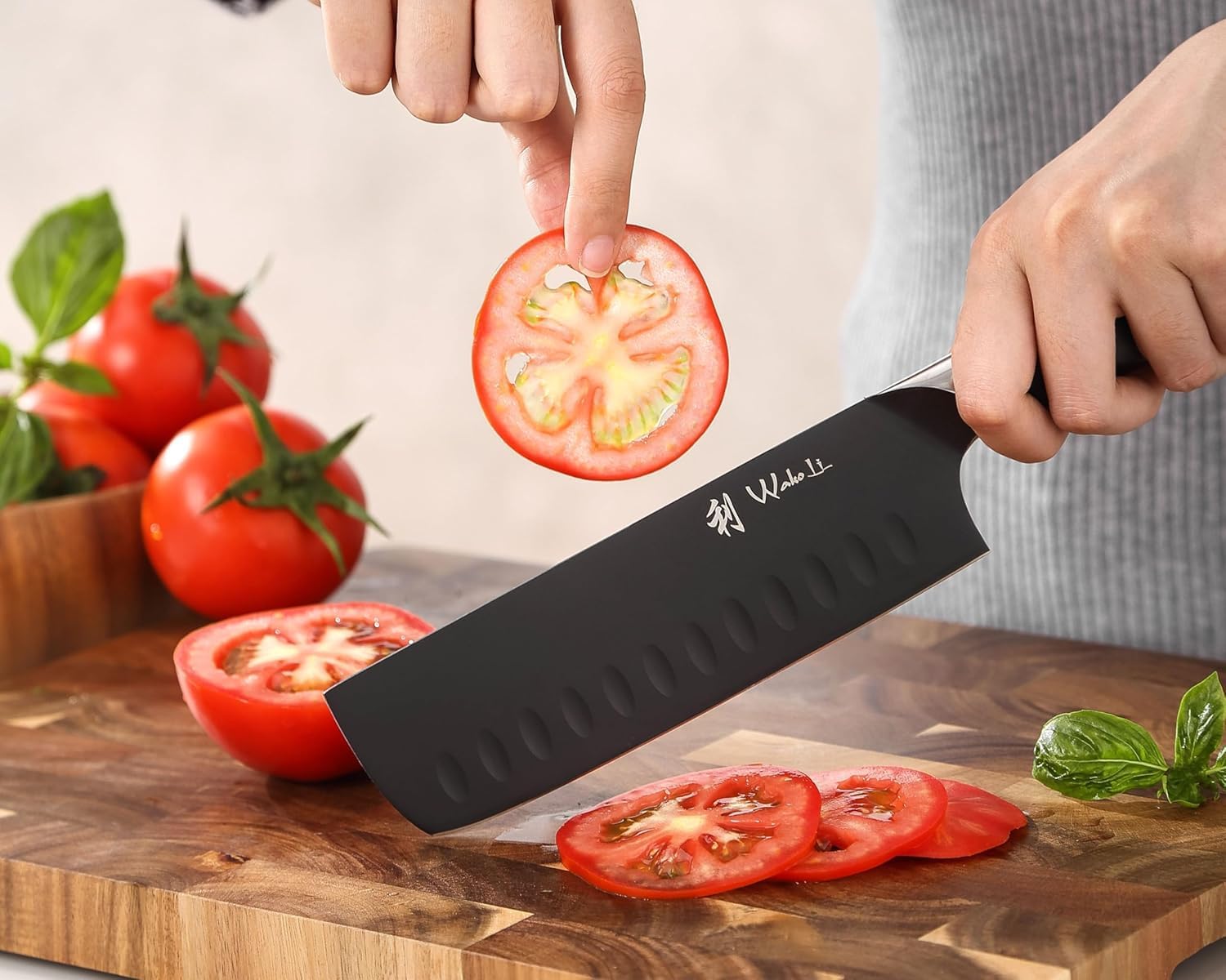 Wakoli Titanium Noir Nakiri Knife – 6.7-Inch Professional Vegetable Chef Knife | 5Cr15MoV Stainless Steel Blade with Black Titanium Coating | Ergonomic G10 Handle | Kitchen Knife in Gift Box
