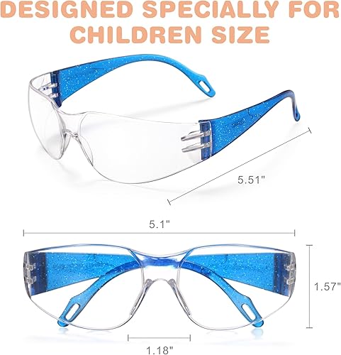 Miniatura 5 de Gafas de seguridad para niños, paquete de 24 unidades, resistentes a los arañazos, resistentes a los impactos con lente transparente, montura de