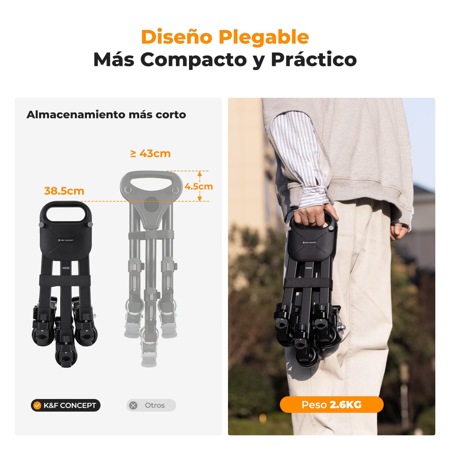 K&F CONCEPT Trípode Fotografía Dolly Profesional Heavy Duty con Ruedas de Goma y Patas Soporta 20 kg de Carga Compatible con La Mayoría de Trípodes Cámaras de Videocámara