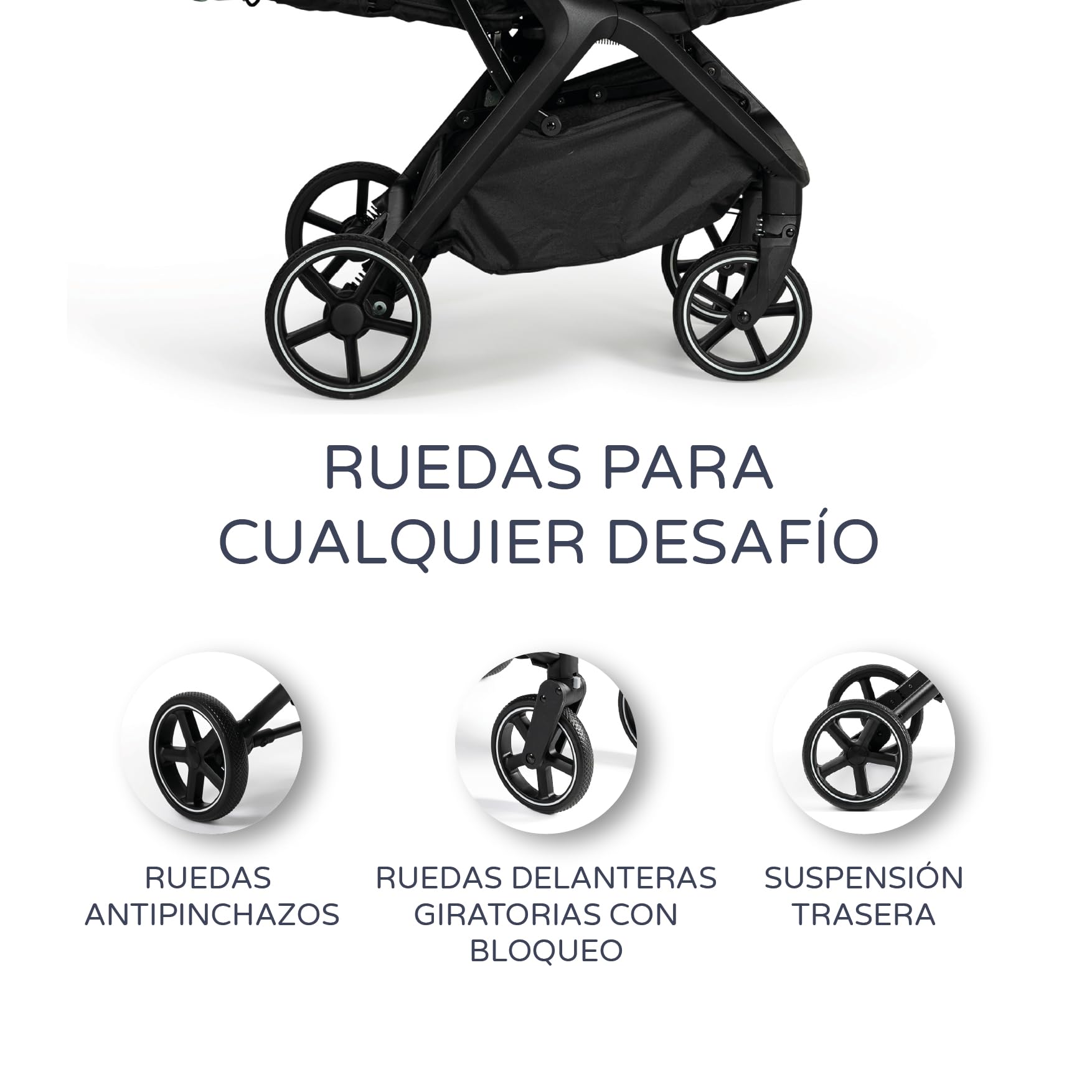 MS BabyWorld – iWalk Autofolding – Silla de paseo ligera 0-48 meses (22 kg) | Plegado automático | Amortiguadores | Capota XXL | Ruedas grandes | Reclinación total