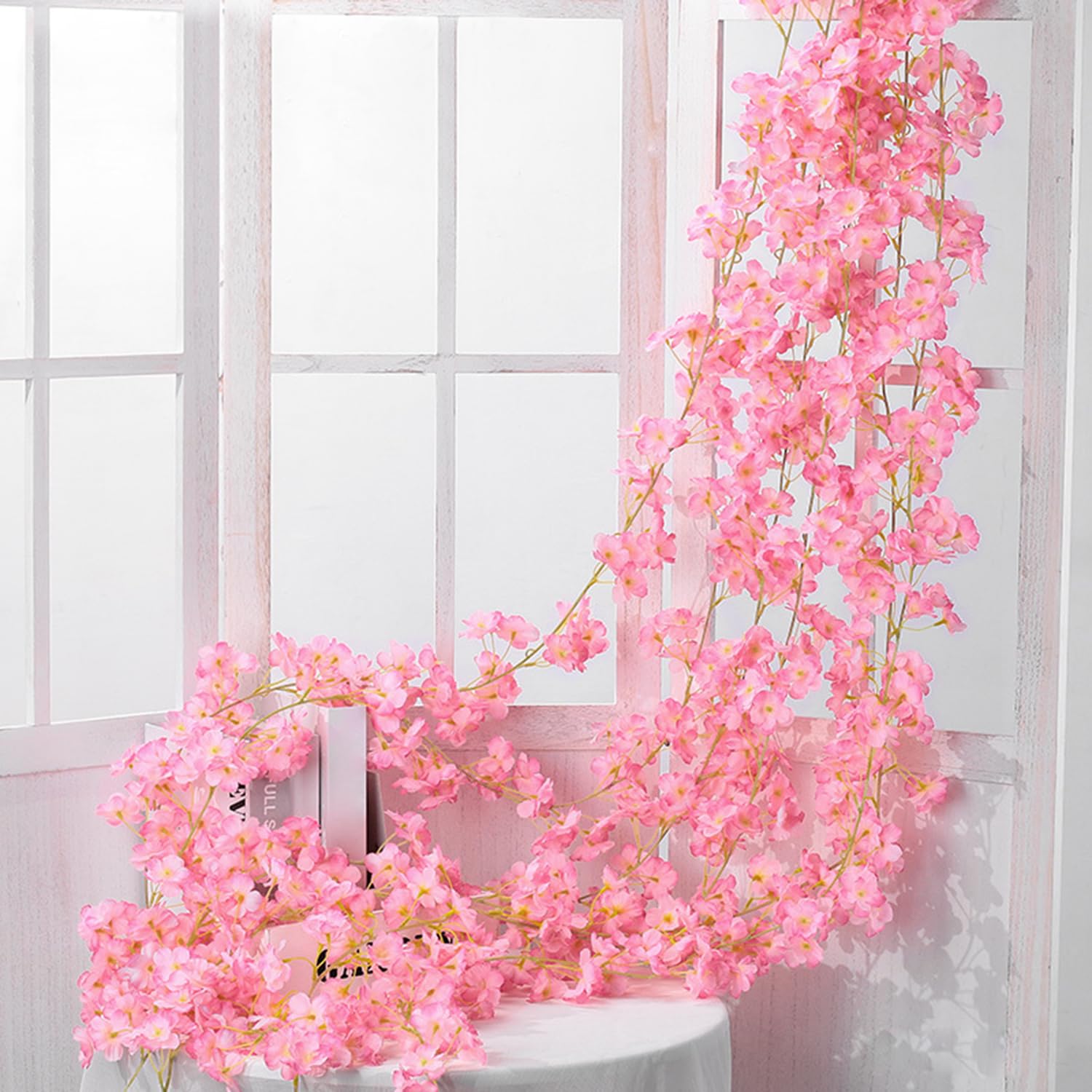 さくらピンク系たっぷり小花のドライフラワーガーランド　花束ガーランド Amazon | Giyomi 桜ガーランド 桜 造花 桜の花 桜の藤 ガーランド