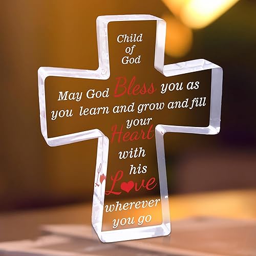 OkiyiD Regalos de bautismo para niña, regalos de primera comunión para bebé, cruz de bendiga a Jesús para baby shower, regalo de bautizo