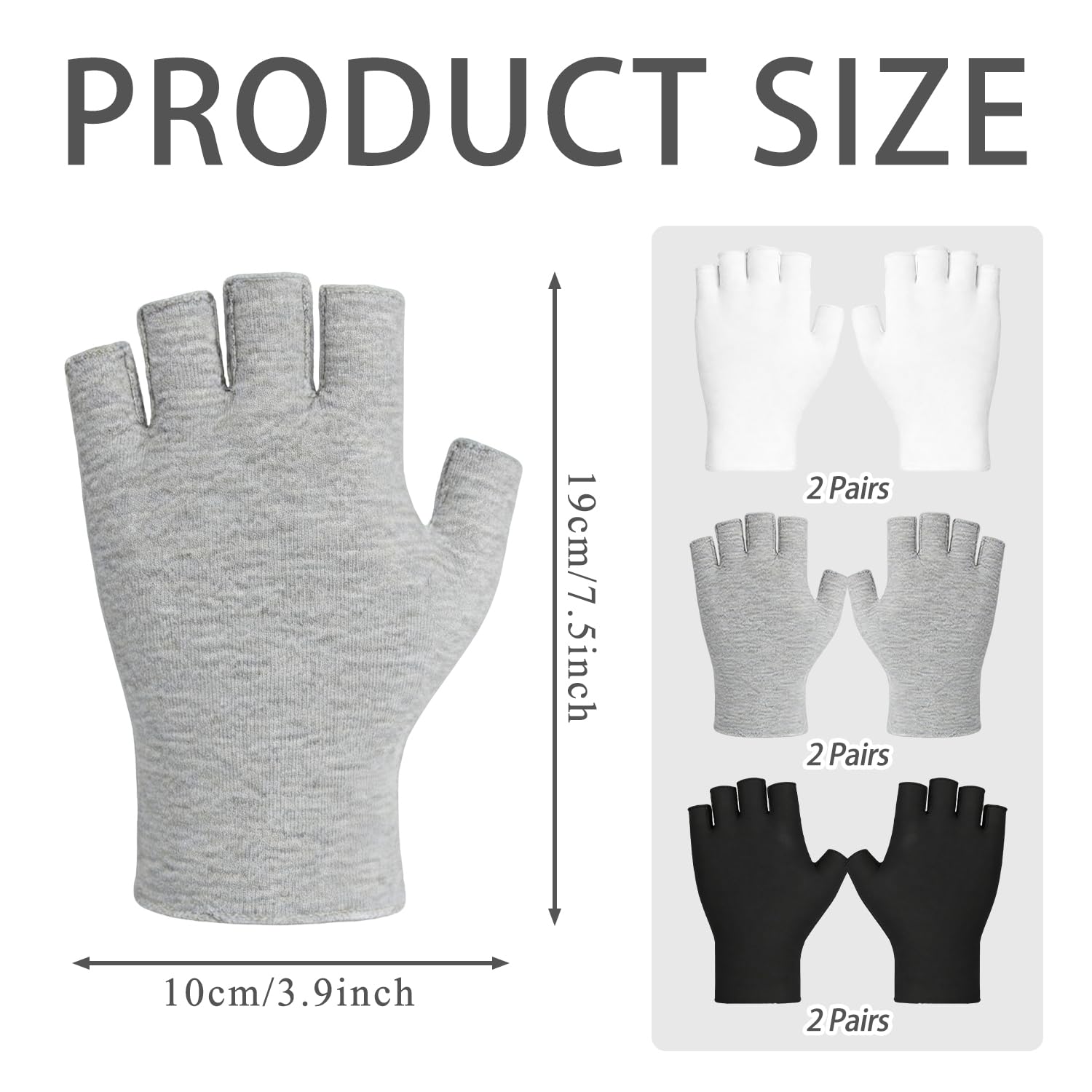 6 Pares Guantes de Algodon, Guantes Hidratantes sin Dedos, Guantes Finos de Algodón, para Manos Secas, SPA, Protección UV, para Inspección de Joyas, Manipulación de Monedas, Talla Única - 2