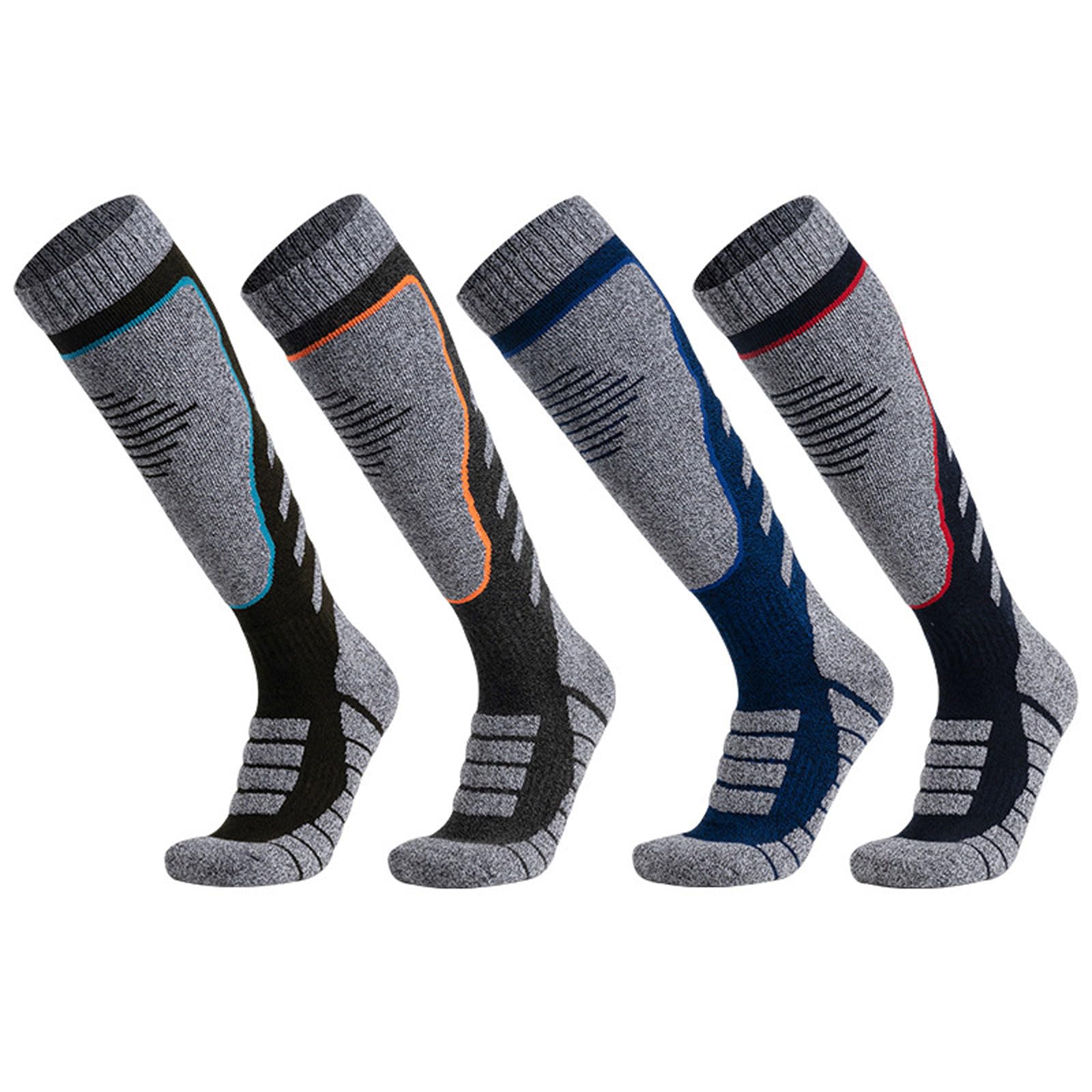 4 Paia Calzini da Sci in Lana Merino per Uomo e Donna Traspiranti Asciugatura Calze Termiche al Ginocchio Assorbimento umidità Ideali per Trekking,Ciclismo,Snowboard,Sport Invernali