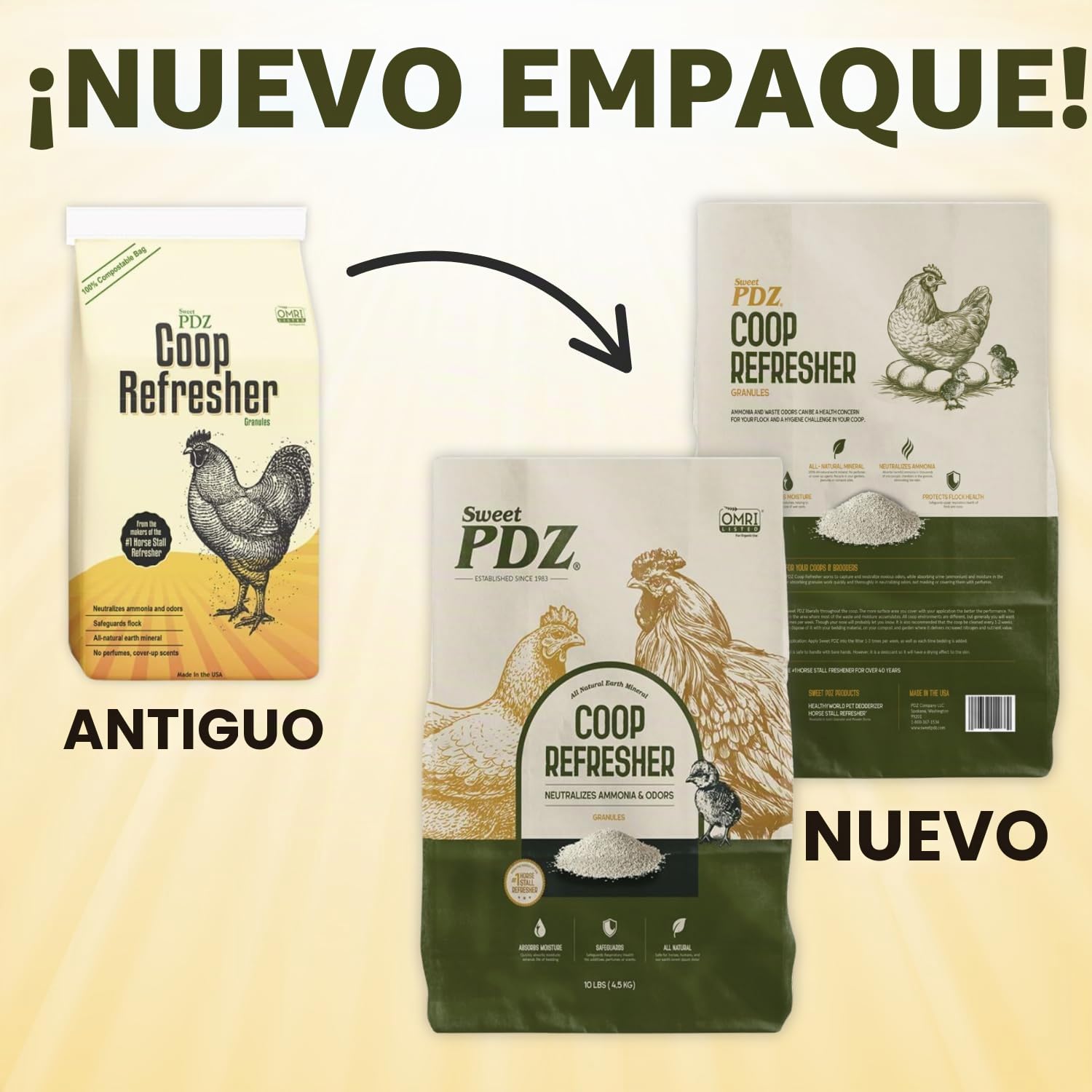 Sweet PDZ - Refrescante de gallinero - Eliminador de olores de zeolita - Accesorio esencial para gallinero - 10 libras