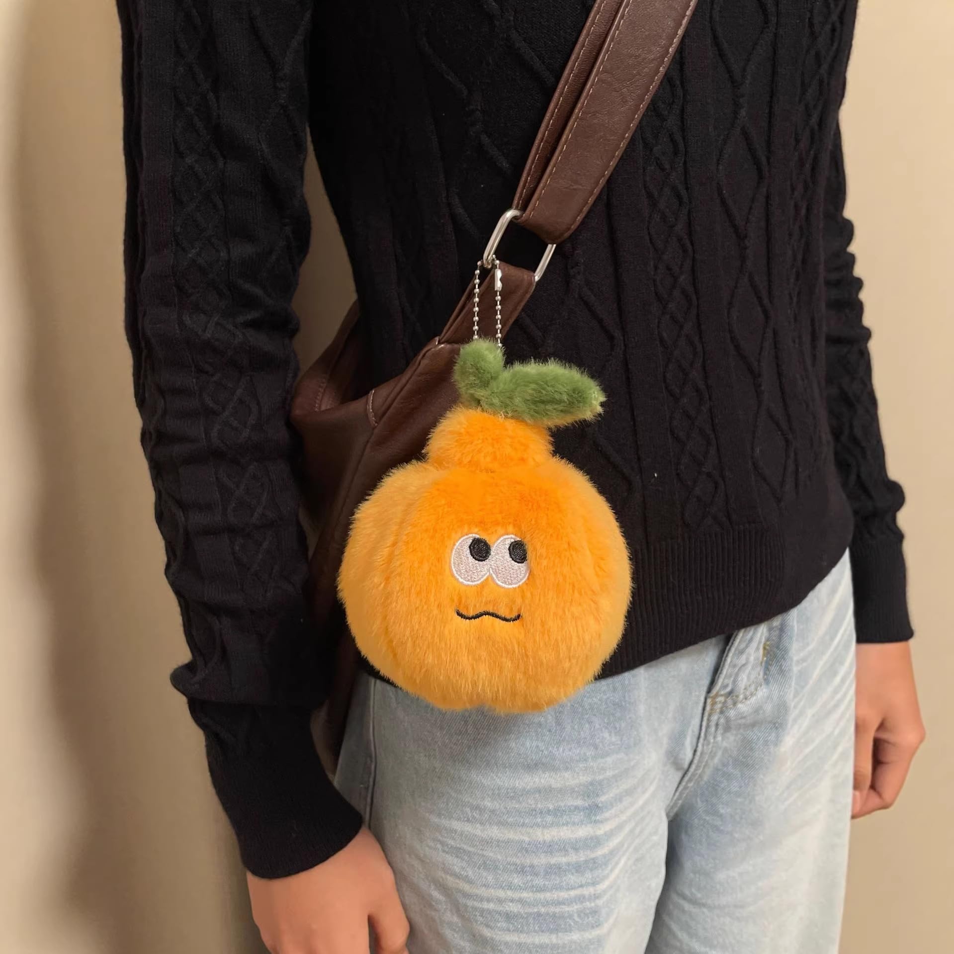 Fogsea Adorable Orange Tangerine Plush Keychain with Hidden Ring