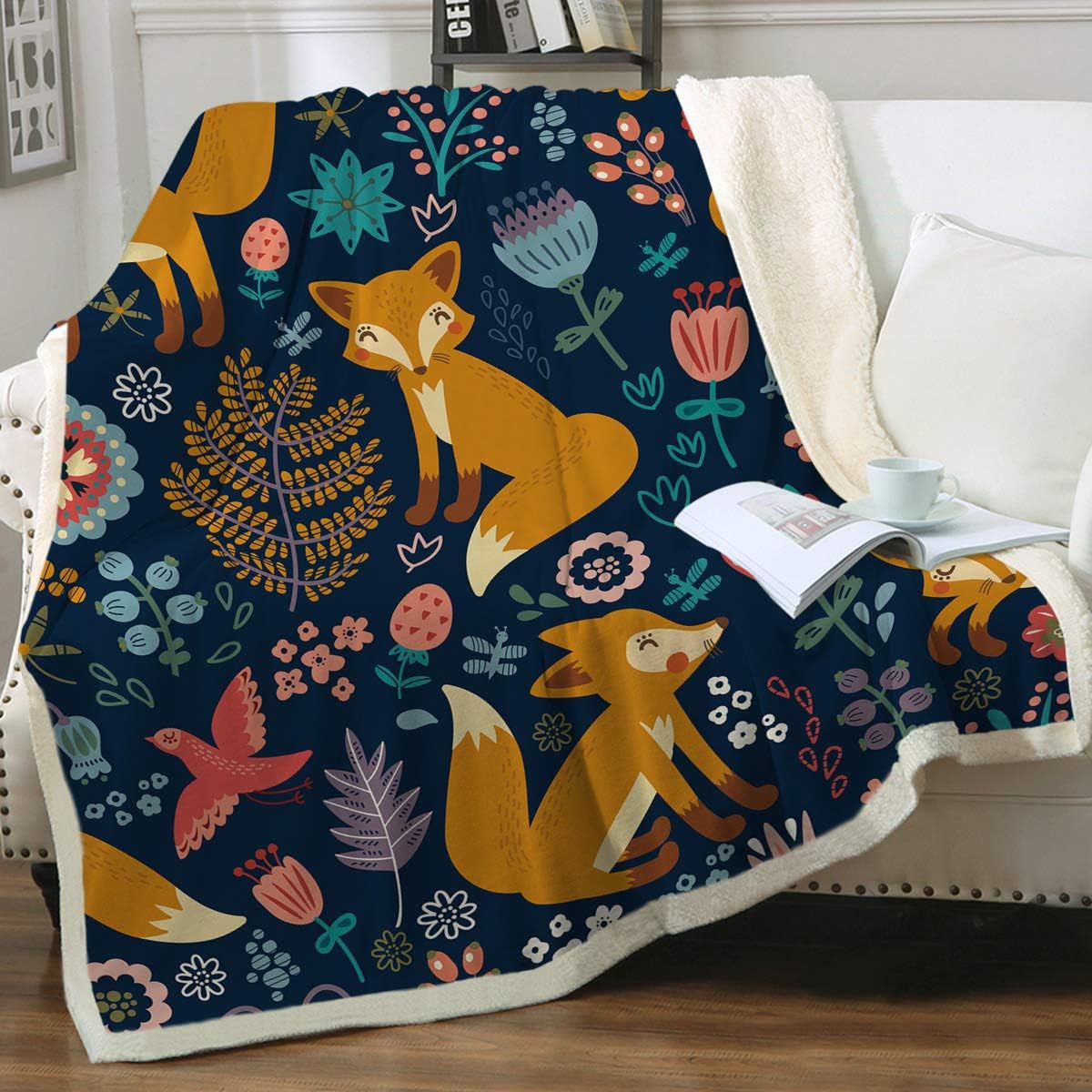 Sleepwish Fox Blanket Throw for Kids Girls Boys Woodland