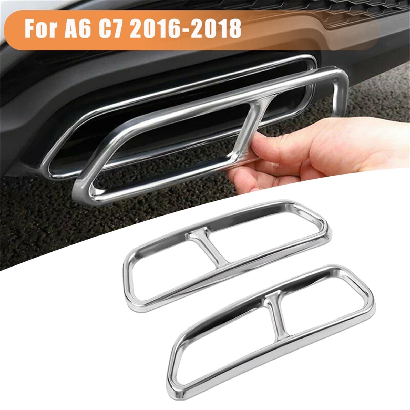 Decorazione for terminale di scarico posteriore doppio, compatibile solo con Audi A6 A7 C7 2016 2017 2018, accessori decorativi for auto.