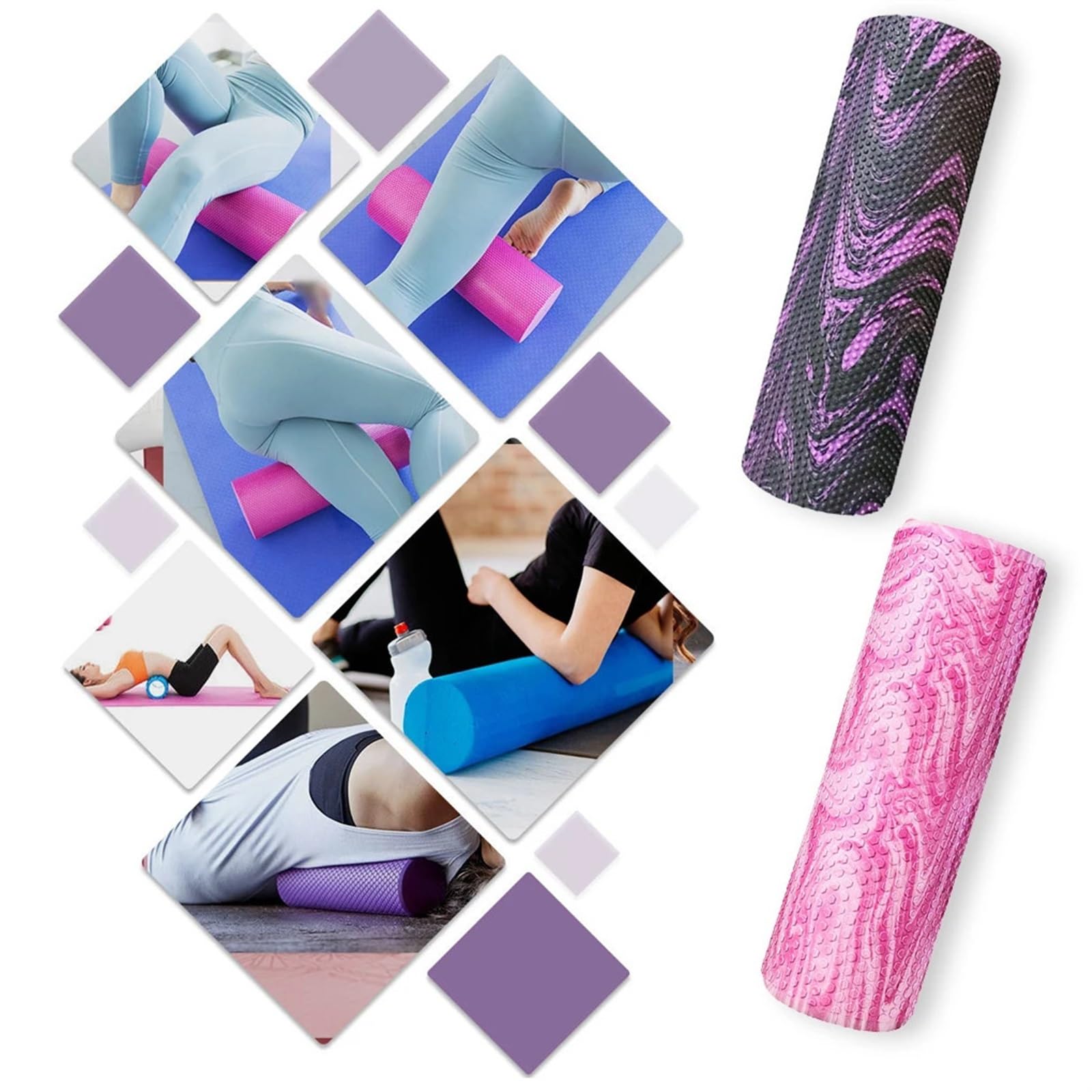 Rullo in Schiuma Colonna for Yoga Palestra Massaggio Fitness Asta ad Alta densità Foam Roller(Purple 30 15cm)