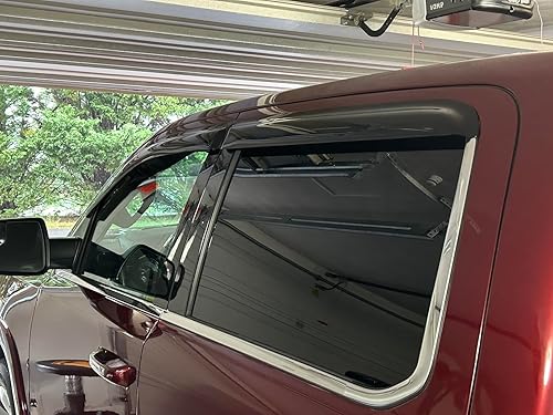 Miniatura 3 de Viseras deflectoras de ventana lateral con cinta adhesiva 2019-2026 compatibles con Dodge Ram 1500 Crew Cab solo protectores de lluvia tintados con