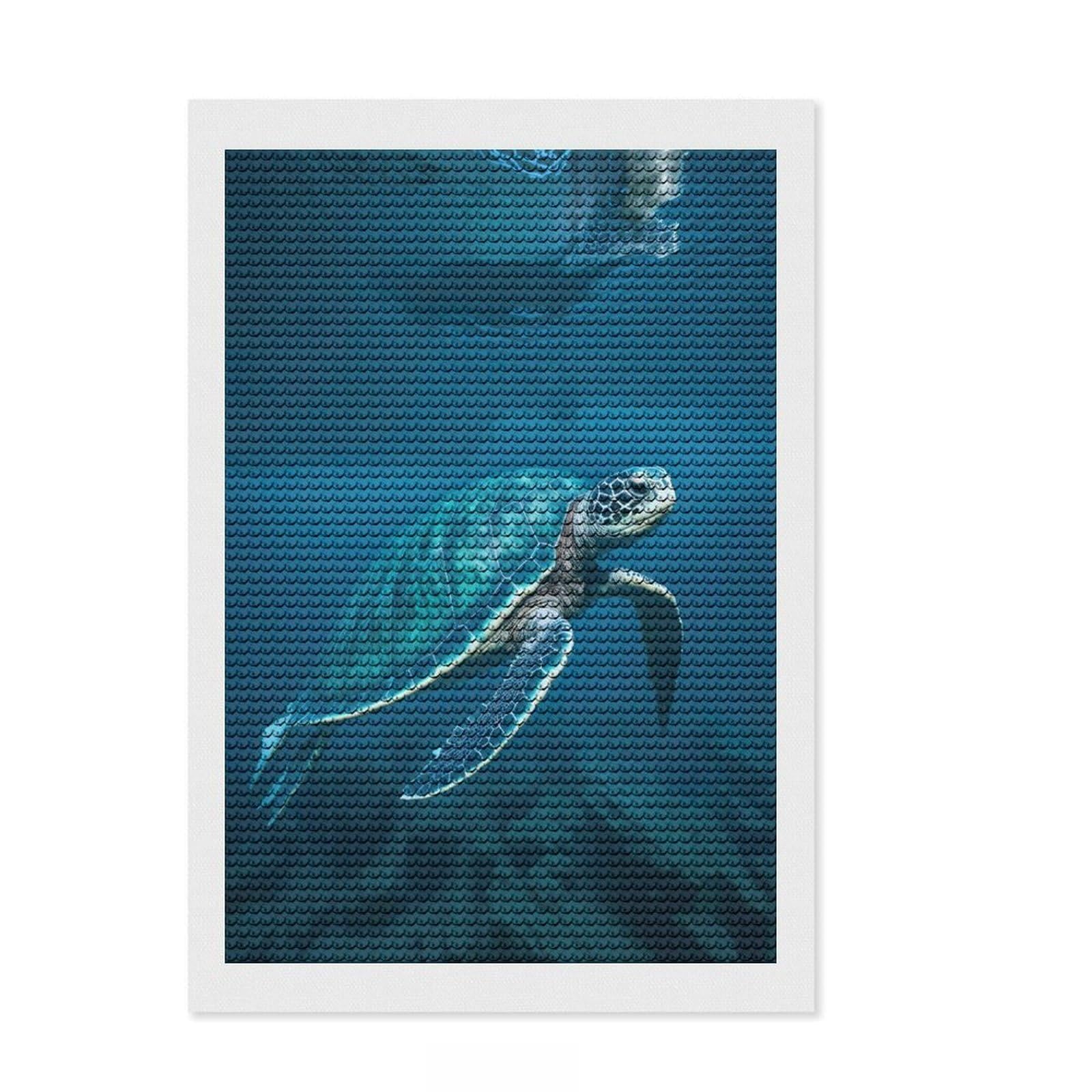Junmoney Large Sea Turtle Diamond Art Canvas 8"x12", Home Wall Decor, for Craft Lovers, Stress Relief Craft, Holiday Gift Idea