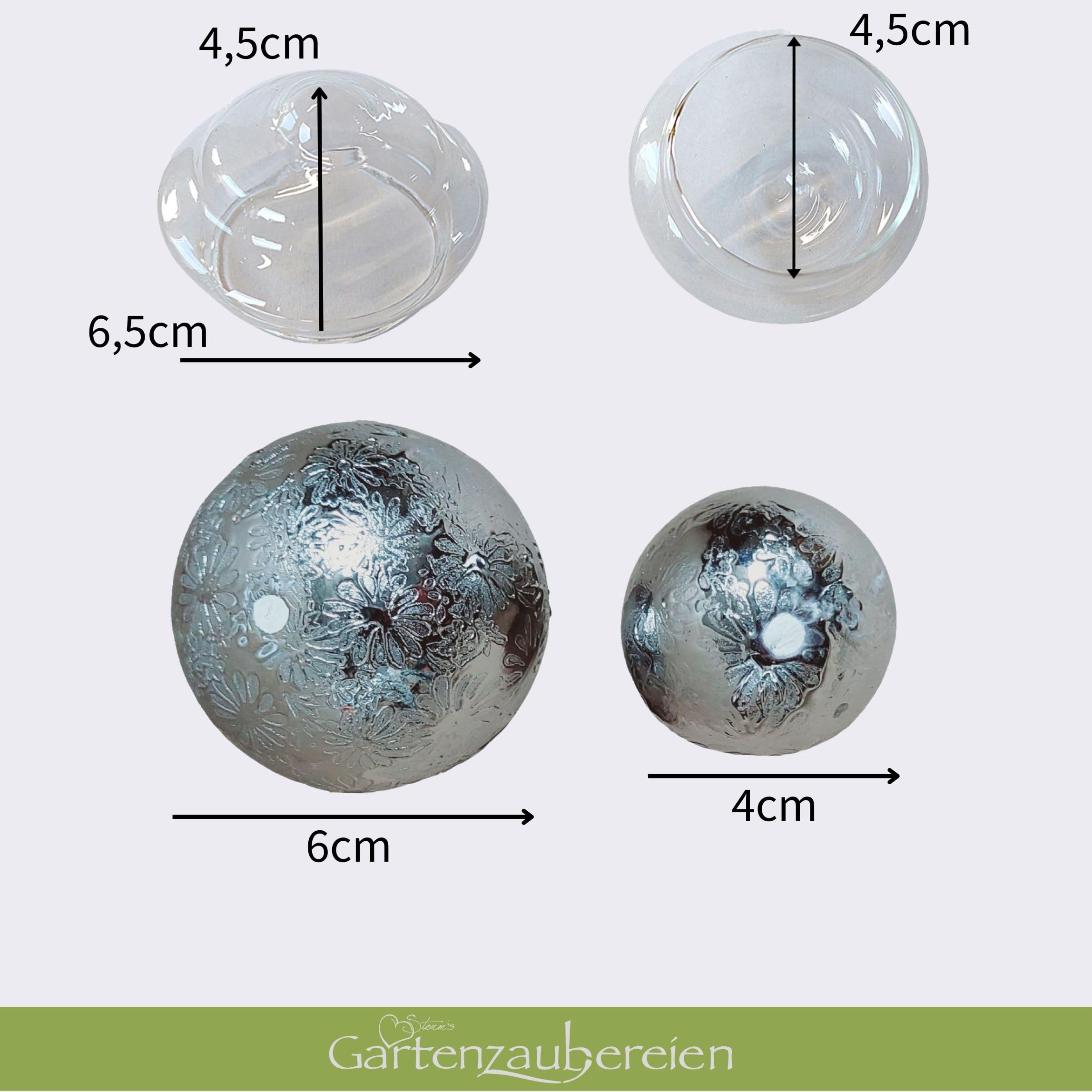 Storm's Gartenzaubereien Miniteich Komplettset mit Schwimmfrosch Keramik Grauer Deko Schale - Schwimmkugeln und Teelichtschalen