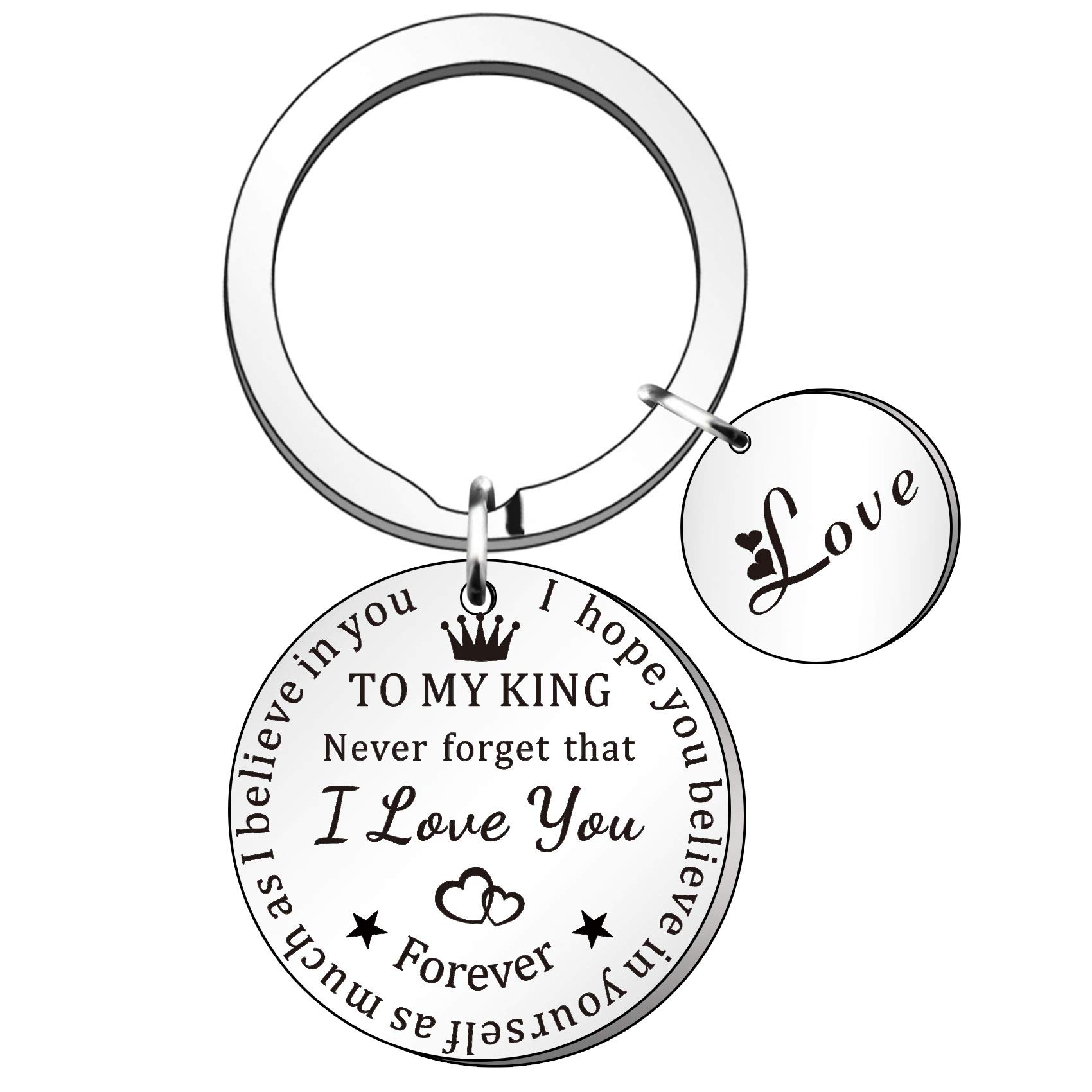HULALATo My King Partner Gifts For Him Men Keyring Keychain Key Rings Boyfriend Husband Valentines Day Birthday Chirtsmas Anniversary Wedding Present