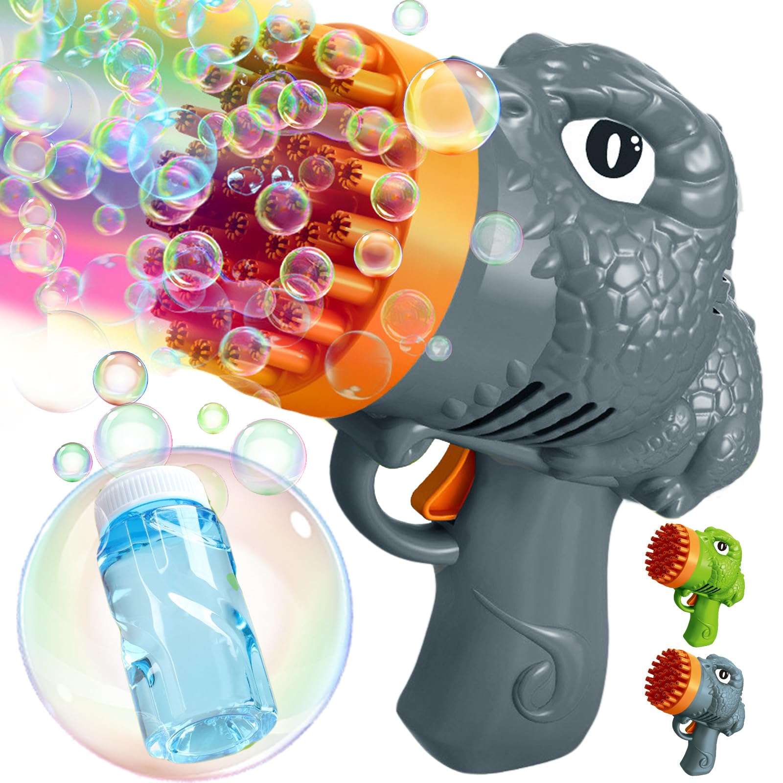Pistola de Burbujas para Niños, Burbujas Dinosaurio Pistola, Máquina Automática de Pompas de Jabón, Juguetes Niños 3-10 años, Apto para Fiestas, Cumpleaños, Bodas al Aire Libre