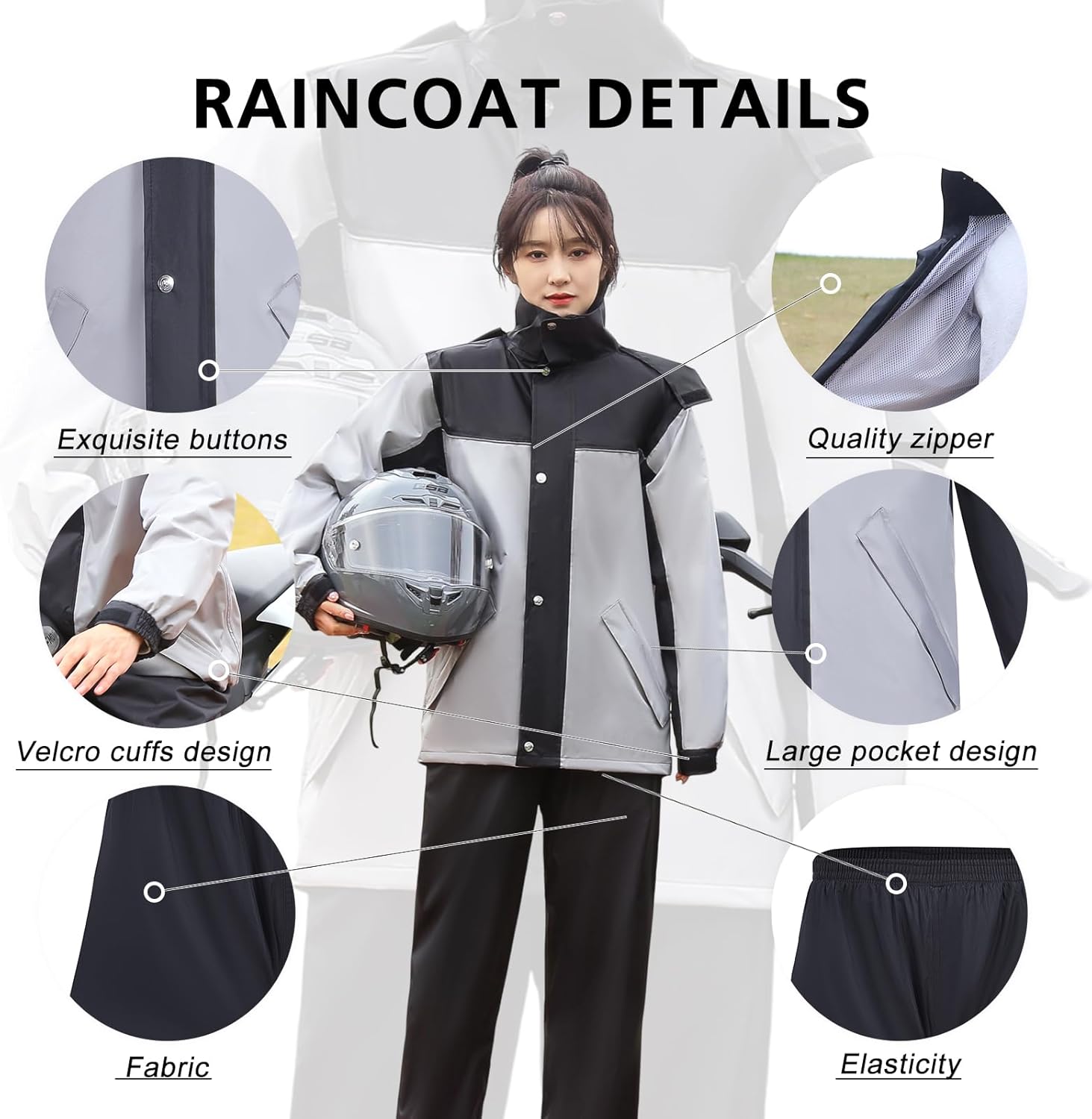 Giacca Antipioggia Uomo Impermeabile E Traspirante - Con Cappuccio Staccabile E Tasche - Foto 12