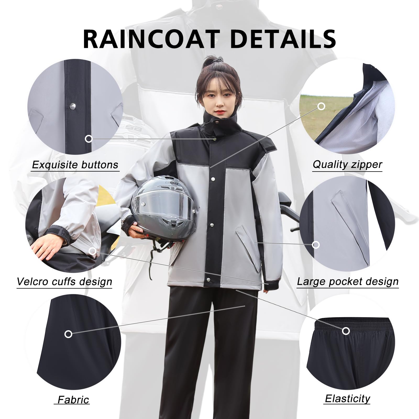 Trajes de lluvia Impermeables Para Hombres Trabajo al Aire libre Chaqueta de lluvia y Pantalón Unisex Ropa de lluvia con Capucha Para Todos los Deportes Granja Pesca Motocicleta