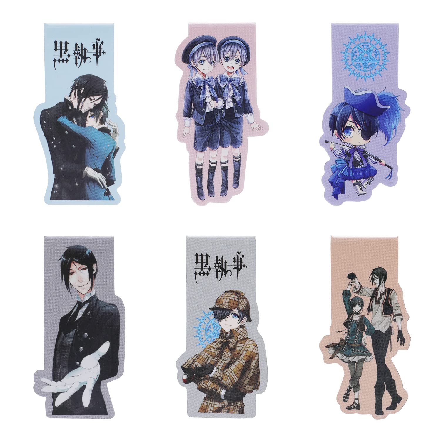 Buy 6 Pieces Anime Magnetic Bookmarks Black Butler Laminated Bookmark ...