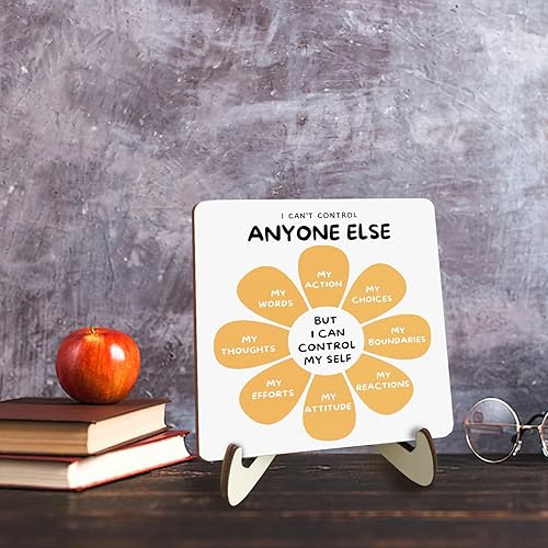 Miniatura 3 de Decoración decorativa de escritorio, terapia de salud mental, placa de decoración de oficina con soporte de madera, letrero de madera inspirador