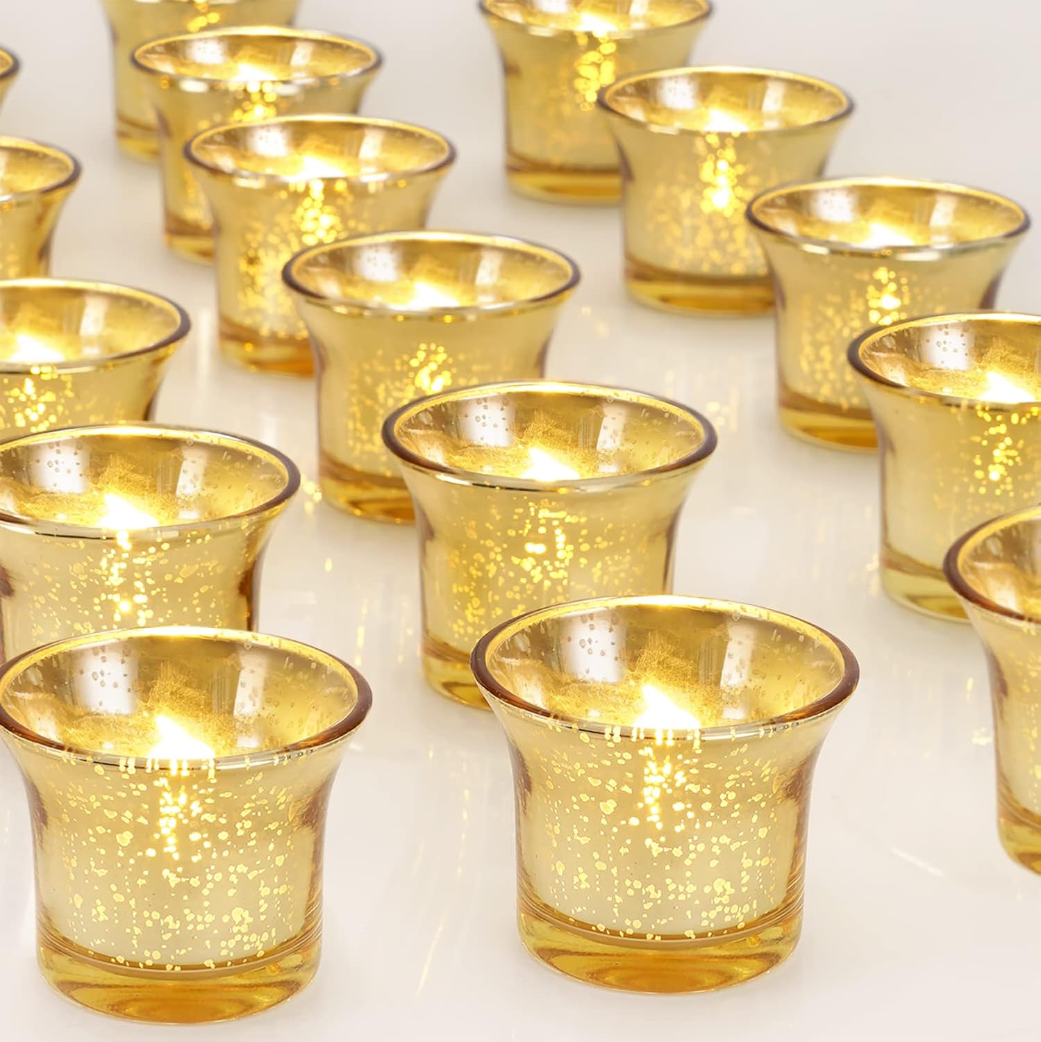 Homemory 48pcs Battery Tea Lights & 24pcs Candle Holder Set