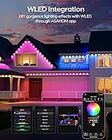 Vista 6 de ASAHOM Permanent Outdoor Lights Pro S108B, 100FT with 72 RGBCW LED Light, 70lm White, WLED Integrated, AI Lighting, 30000 Dynamic Effect, IP67