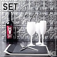 Vista 6 de Vikko Copas de vino blanco, copa de vino de 14 onzas, juego de 6 copas de vino con tallo blanco mate para vino tinto y blanco, copas de vino gruesas