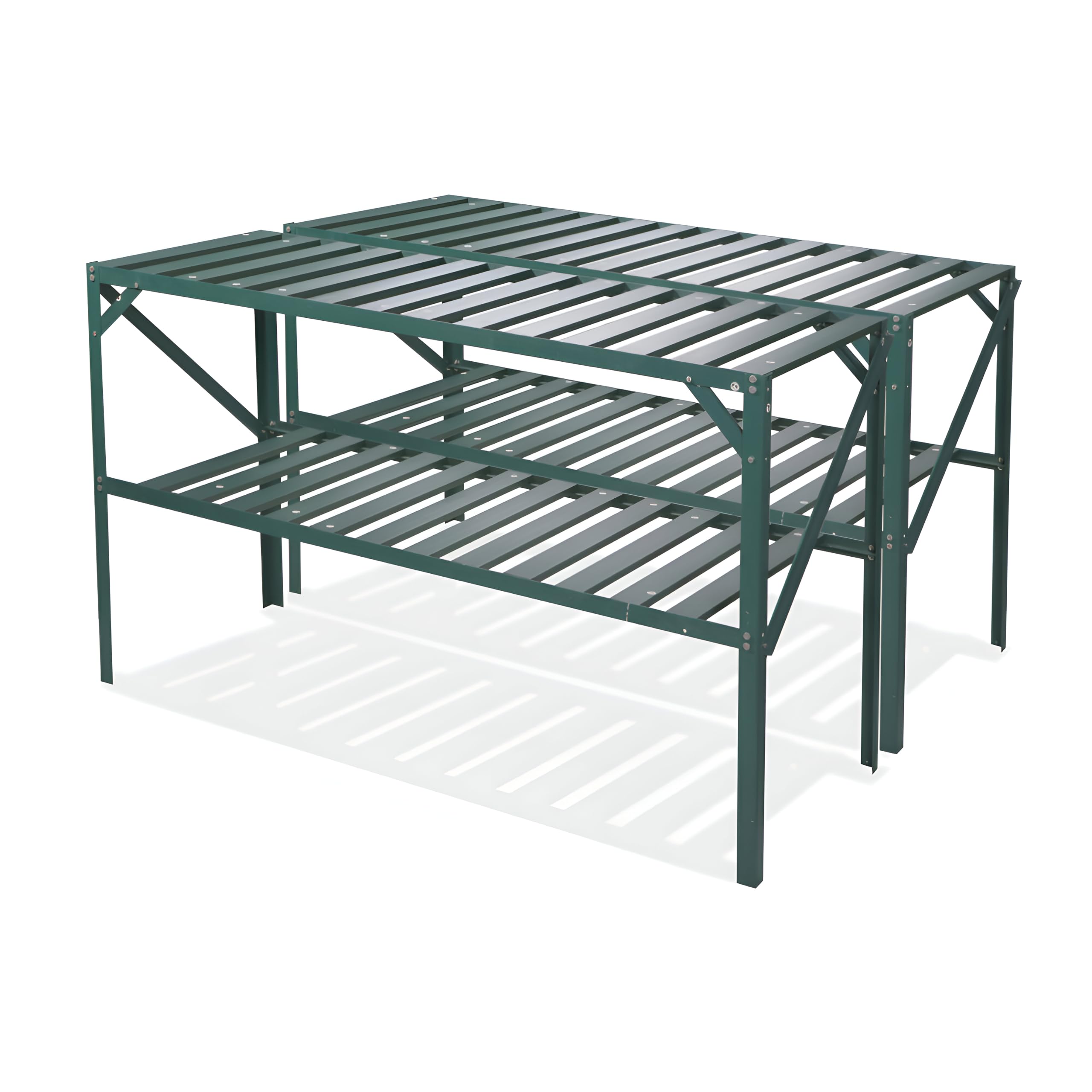 Lacewing Green 126Cm Traditional 2 Tier Shelves House Staging Garden Storage Shelving Shed Rack Set 2