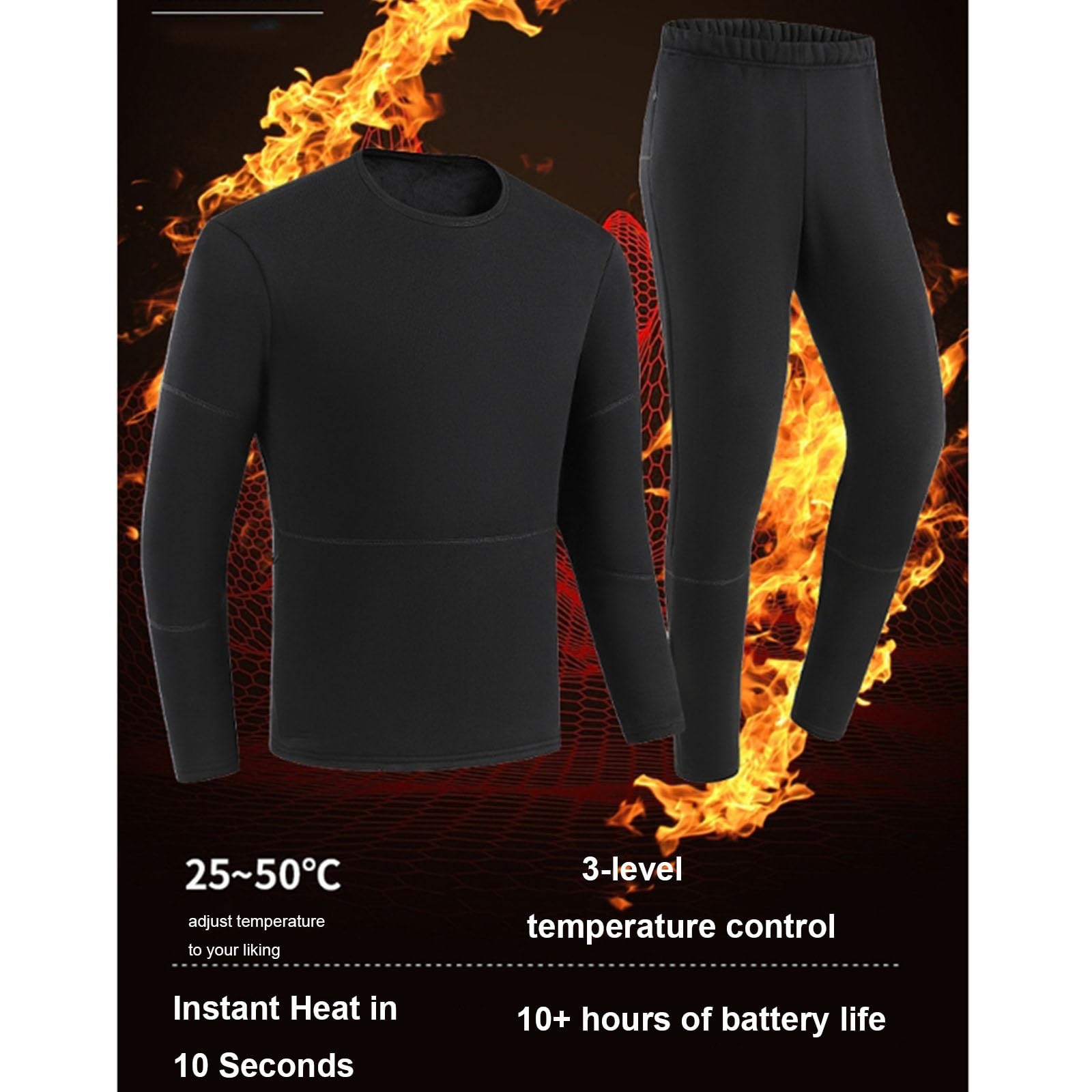 Camiseta Calefactable Hombre Mujer, Ropa Interior Térmica Calefactable, 52 Zonas de Calentamiento, 3 Controles de Temperatura, para Esquí, Motos, Caza