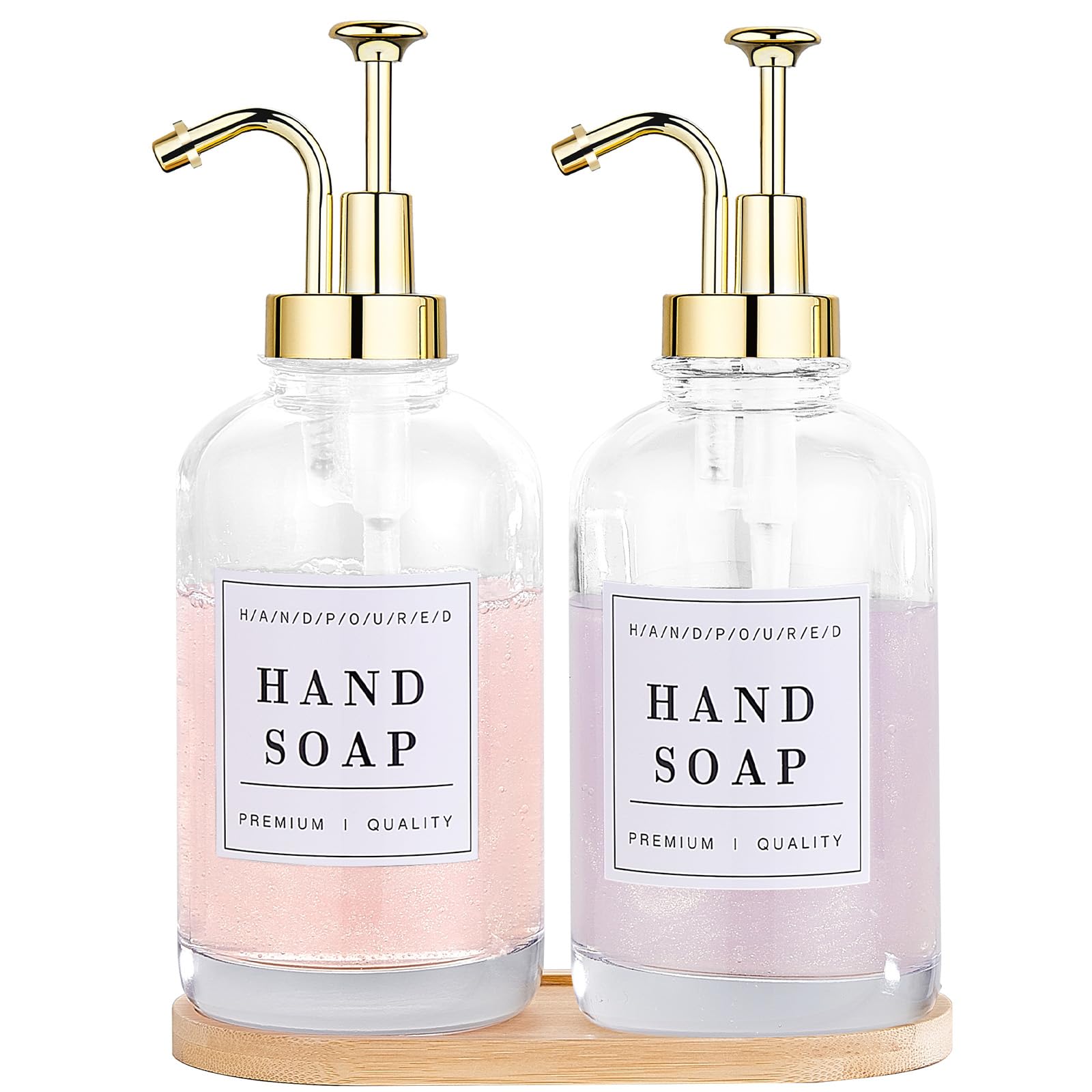Ensemble de distributeur de savon pour vaisselle et mains en verre design