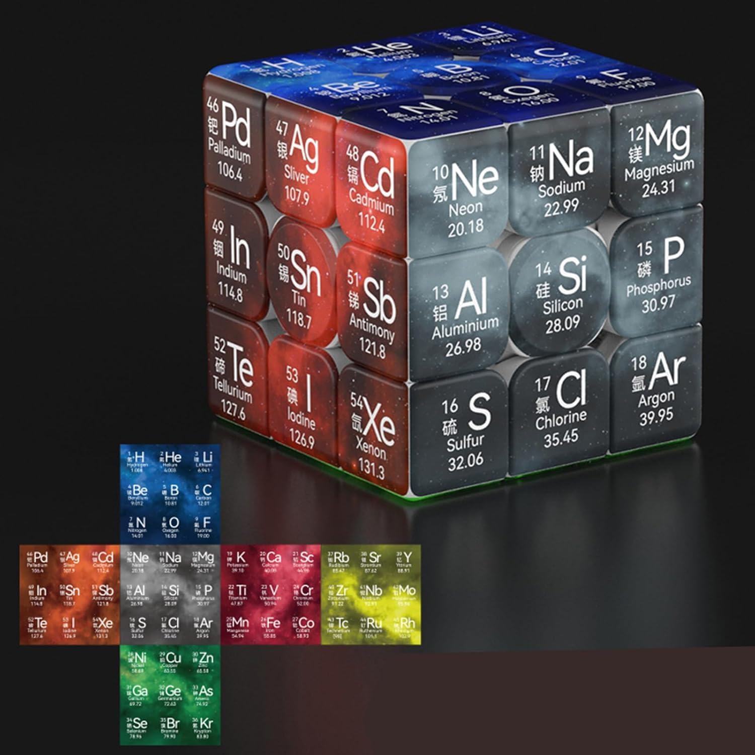 Cubo Magico 3X3 con Tavola Periodica Degli Elementi, Puzzle Cubo di Velocità, Original Speed Cube Stickerless, 3x3 Speedcube, Magico Giocattolo Puzzle per Adulti e Bambini