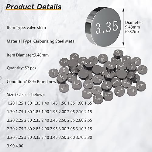 Miniatura 8 de Kit de cuña de válvula ajustable de 0.373 in para Honda CRF450R CRF450X CRF450RX CRF250R CRF250RX 2002-2020  TRX450R 2004-2009  Suzuki DR-Z400