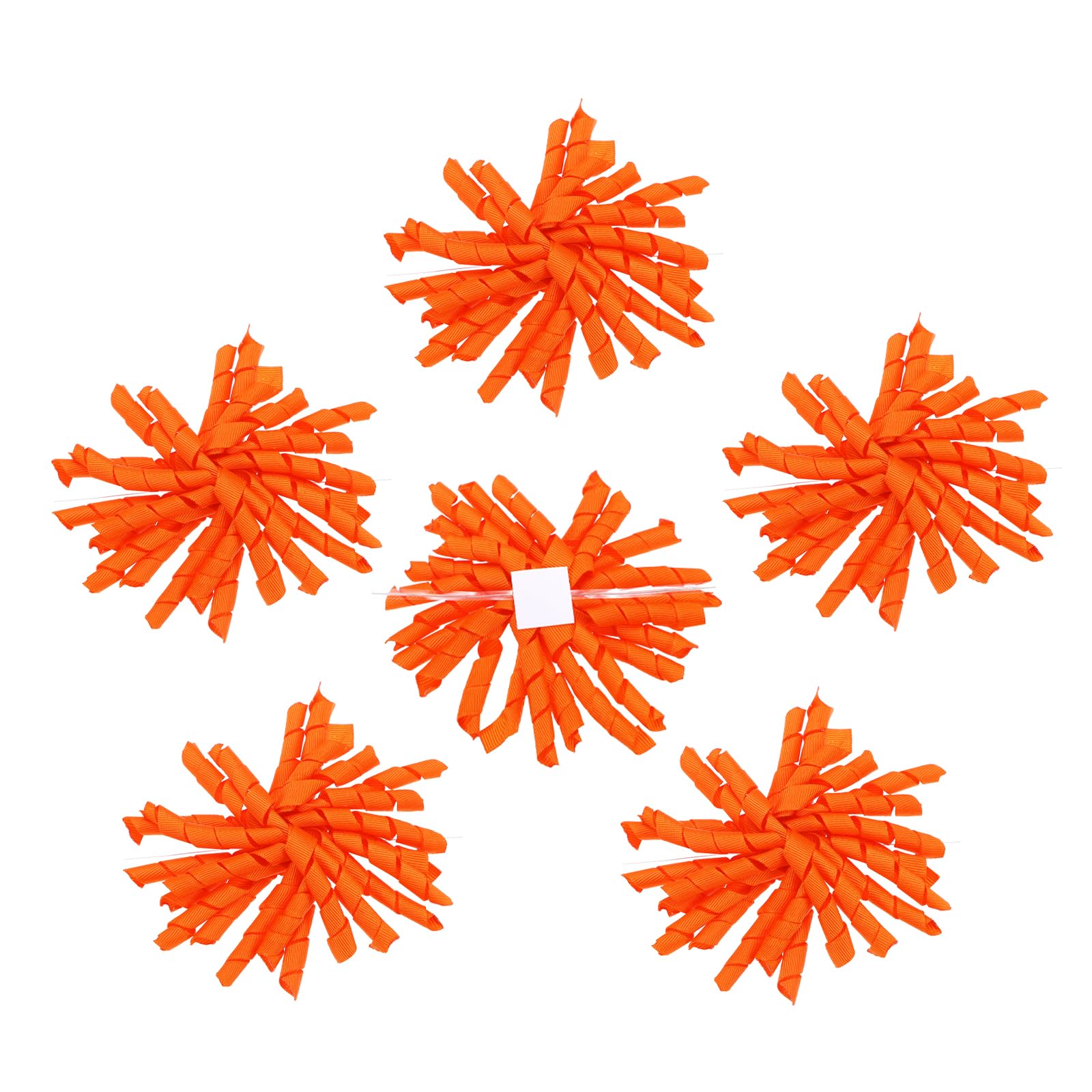 sourcing map 4" Curly Bows for Gift Wrapping, 6 Pcs Self Adhesive Twist Tie Grosgrain Ribbon Bow for Treat Bag Christmas Birthday Gift Box Party Favors Decor, Orange