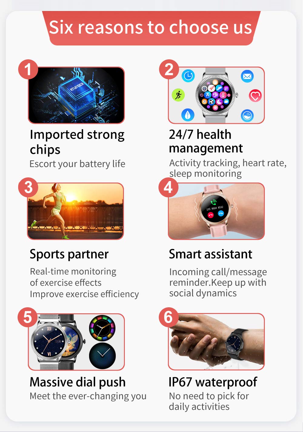 DCU TECNOLOGIC Jewel smartwatch smart watch lega di zinco ultra leggera e sottile touch screen da 1,08" alta definizione ips colore argento