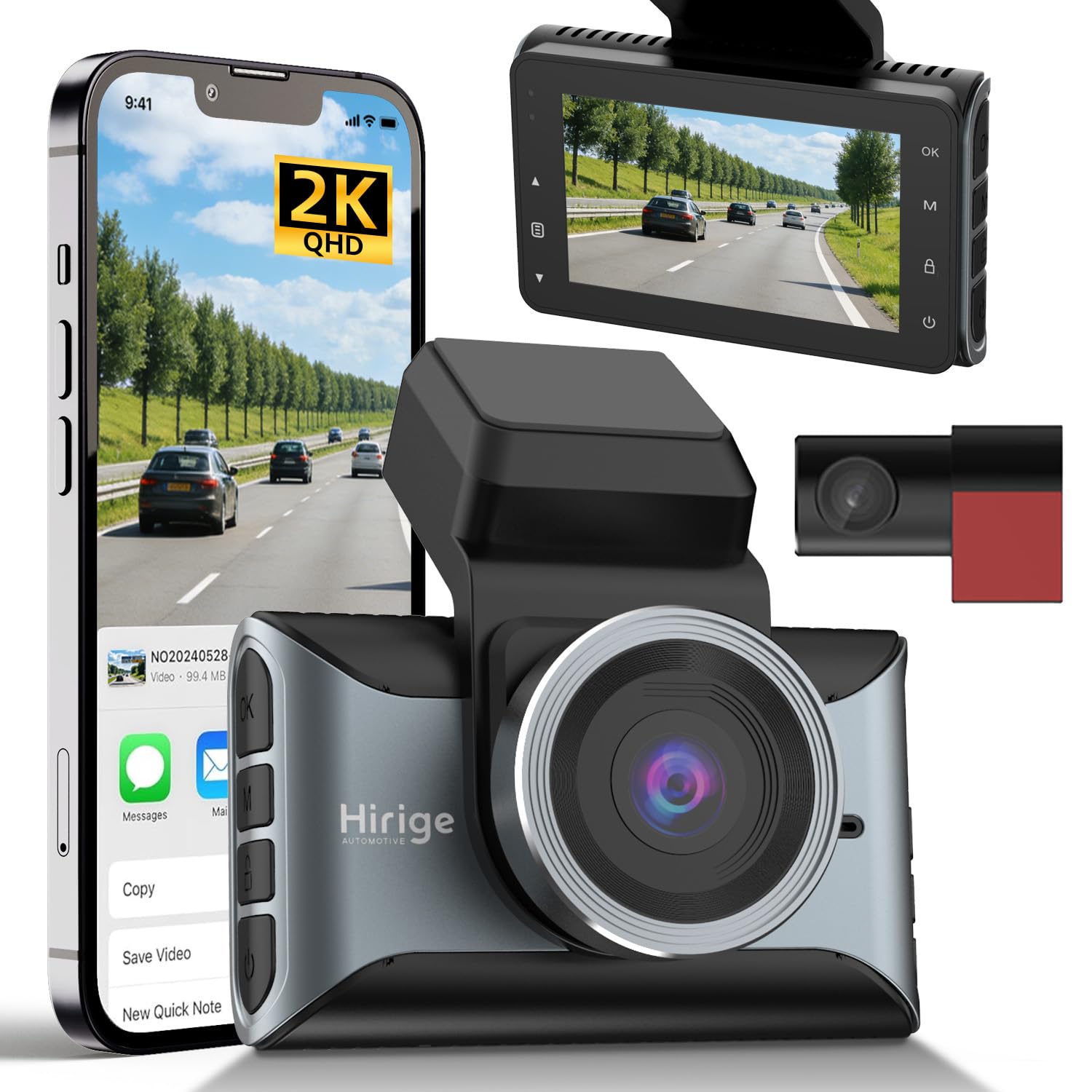 Cámara para salpicadero de coche 2K S200, cámara WiFi para coche, WDR, visión nocturna, grabación en bucle, modo de estacionamiento 24 horas, sensor G, cámara de control de aplicación, máximo