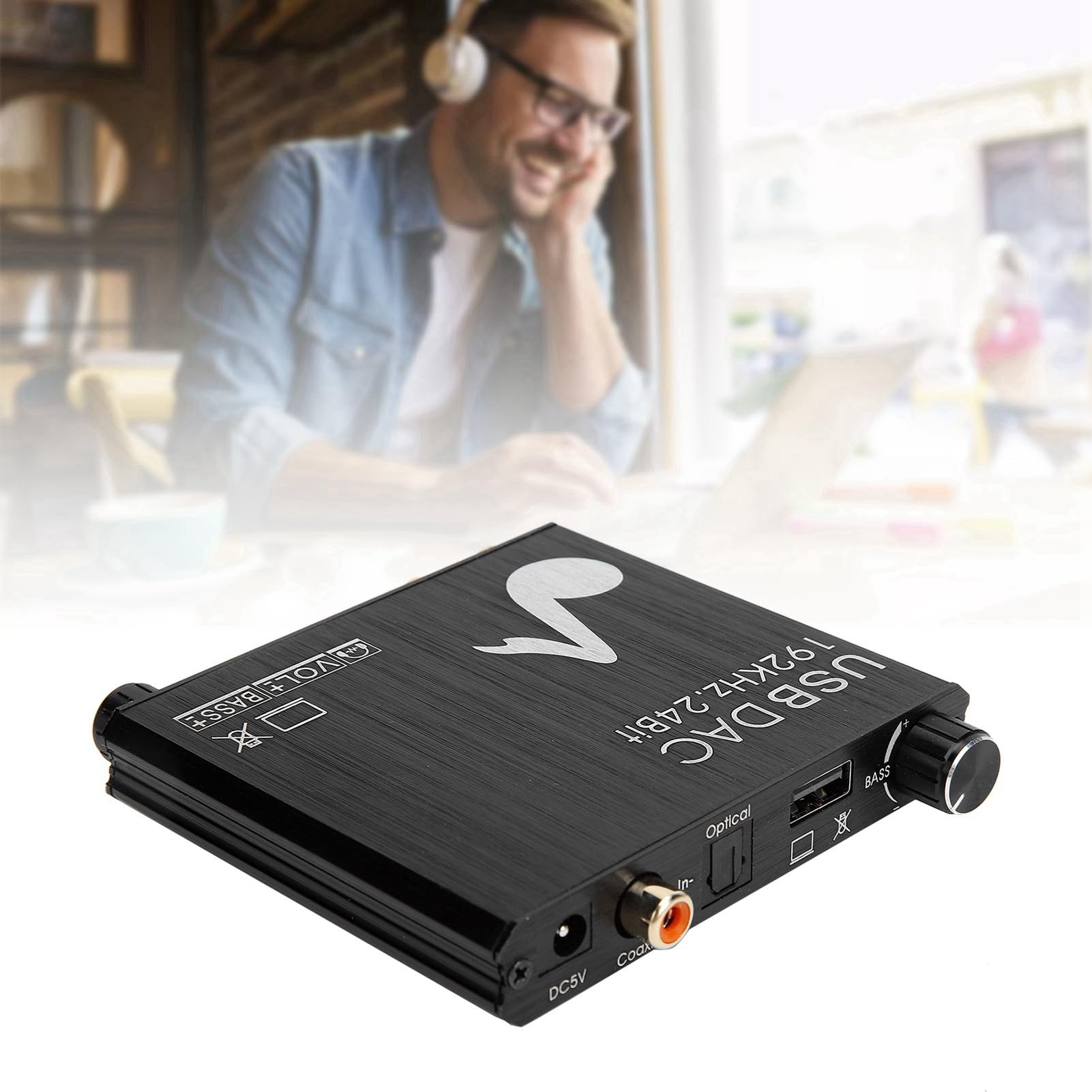 Generic Convertisseur Optique Coaxial 3.5mm, Convertisseur DAC avec élimination du Bruit et Taux D'échantillonnage de 24 Bits pour le Divertissement à Domicile