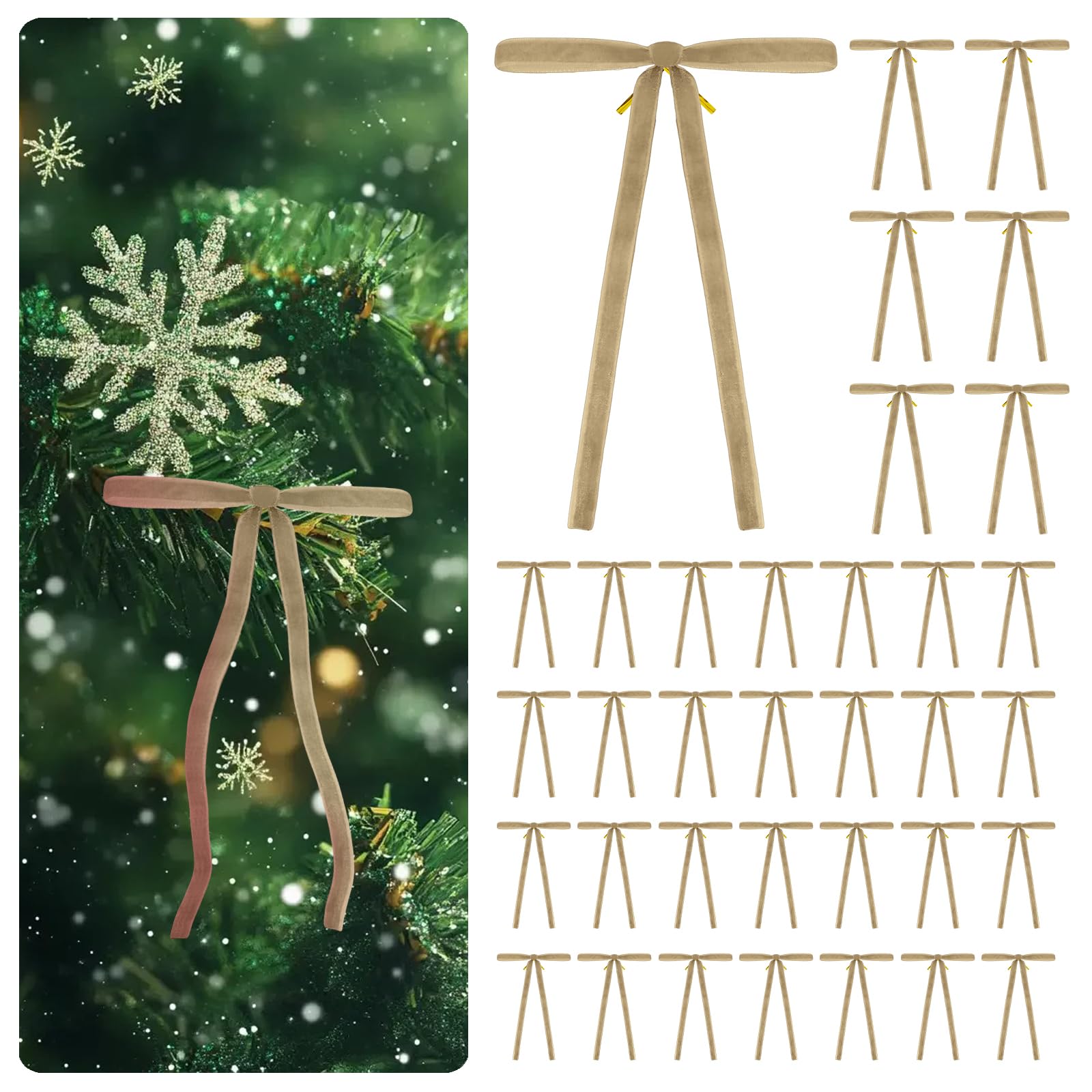 Photo 1 of *2 pack* Velvet Bows for Christmas Tree, 36 Pcs 5" x 7" Twist tie Bows Door Garland Decor Bow Decorations for Gift Wrapping,Christmas Tree, Cups (Burgundy)