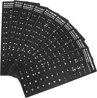 Lurrose 10pcs Keyboard Stickers Black Background Keyboard Stickers Keyboard Overlays Language Keyboard Sticker Laptop Decals PC Stickers Present Labels Stickers Notebook Keyboard Cover Pvc