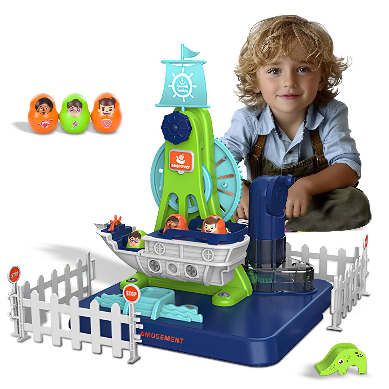 Xwin Sportseries Kids Pirate Boat Ship Toy 3 Year Old with Sound & Light Effects Pretend Playset Medieval Sea Adventure Learning Kit for Boys and Girls Newyear Festive Fun Activity Game