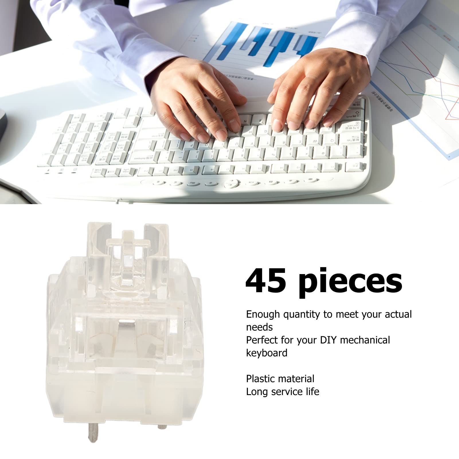 Aramox 45 Sztuk Przezroczystych Liniowych Przełączników Klawiatury (Type 3)