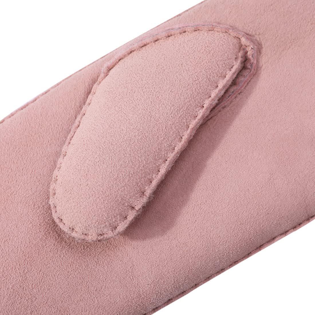 Harssidanzar Donna Guanti in pelle,Mitten pelle scamosciata calda di pecora Shearling Guanti in pelliccia Cuff KL026,Rosa,taglia S