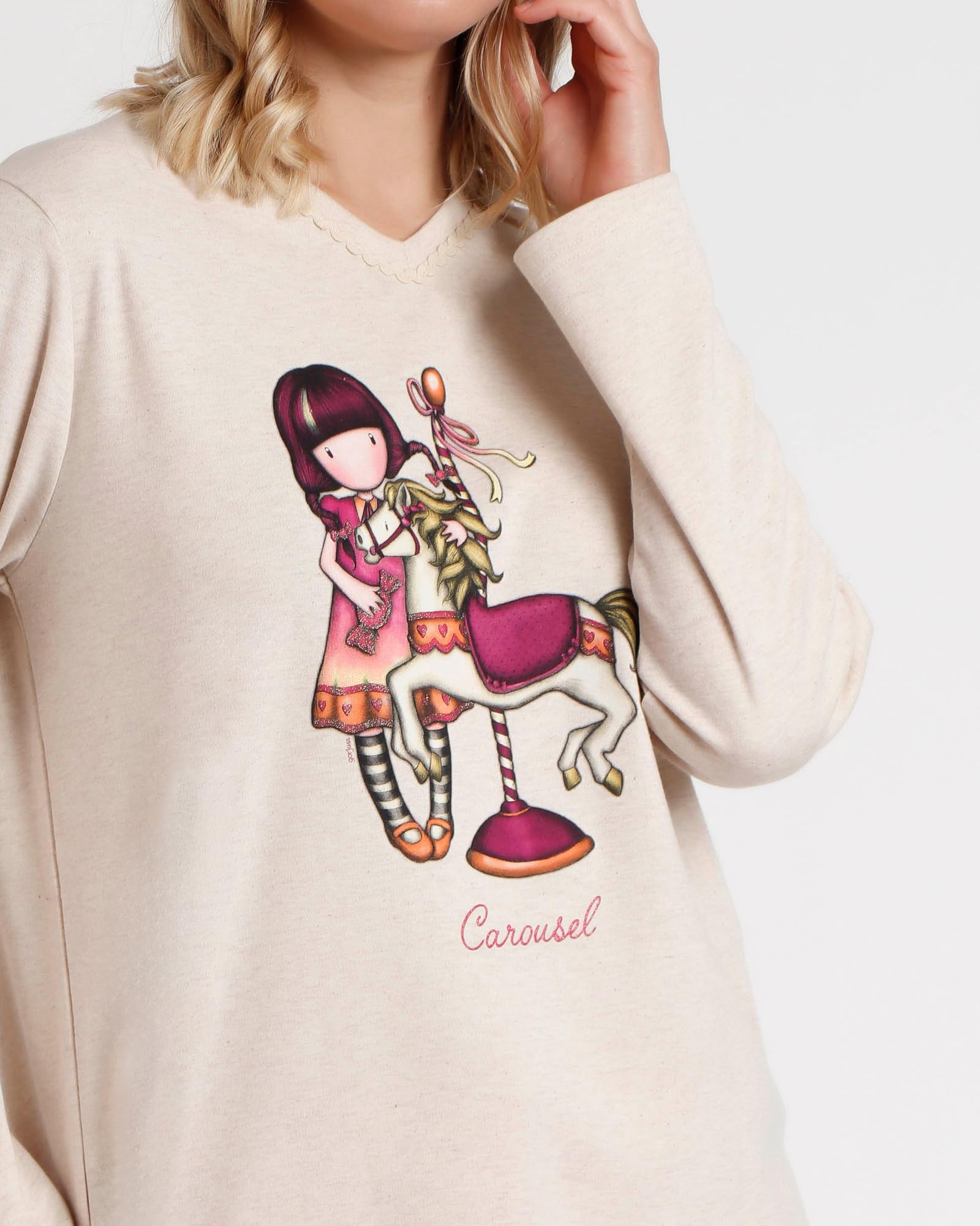 Gorjuss Pigiama Donna Santoro Invernale in Caldo Cotone Art. 62384