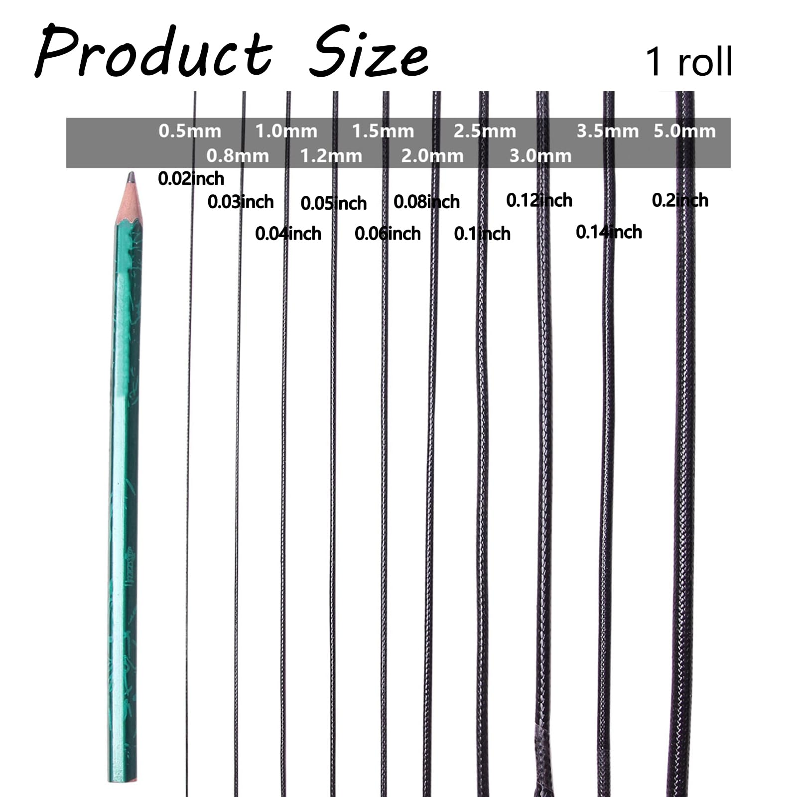 Hilo de cera de 3,5 mm x 40 m, para manualidades, hilo encerado, hilo de coser de cuero, hilo de poliéster encerado, para collares, pulseras, fabricación de joyas, reparación y manualidades