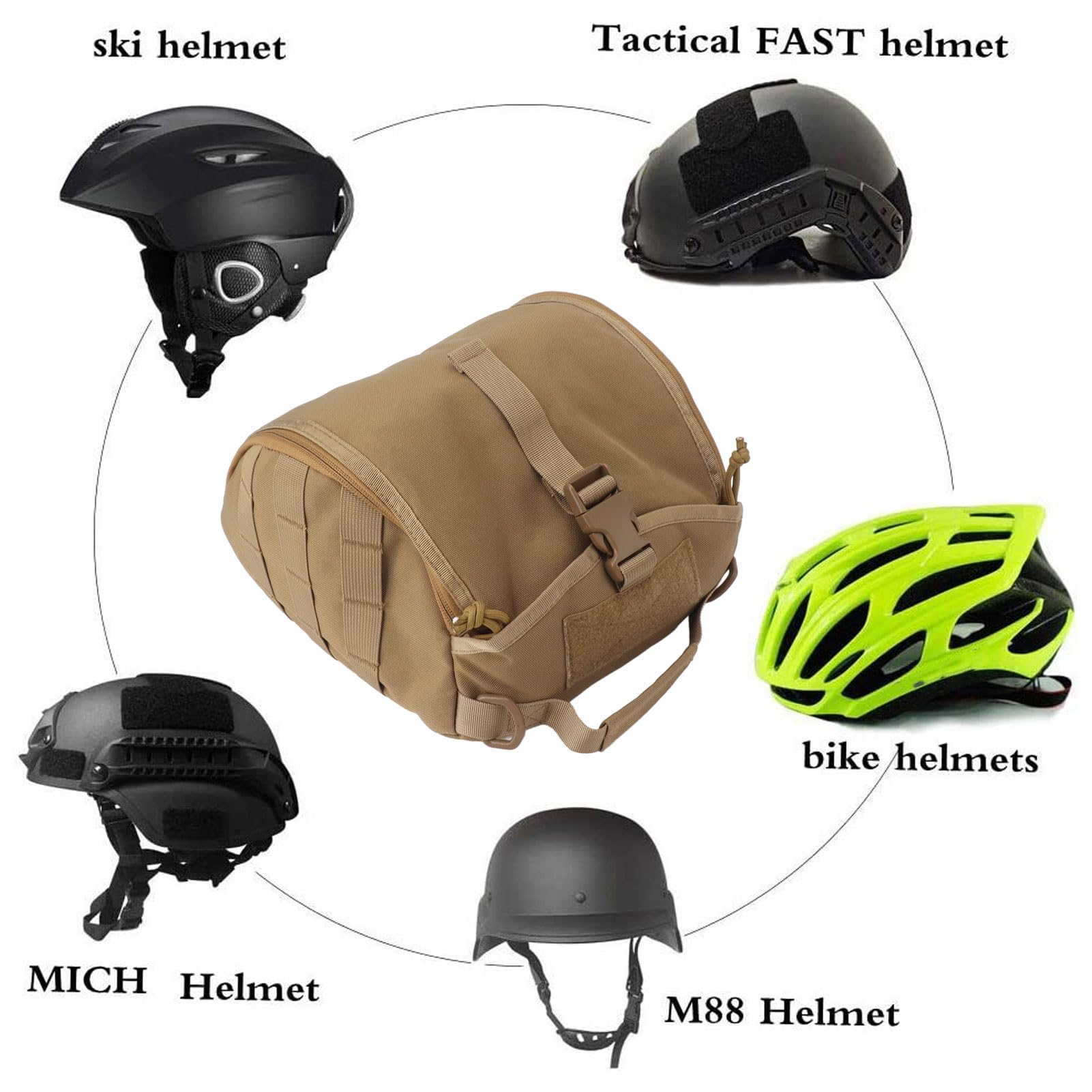 Outdoor helmtas Nylon waterdichte motorfiets fietshelm tas for kamperen wandelen(Khaki