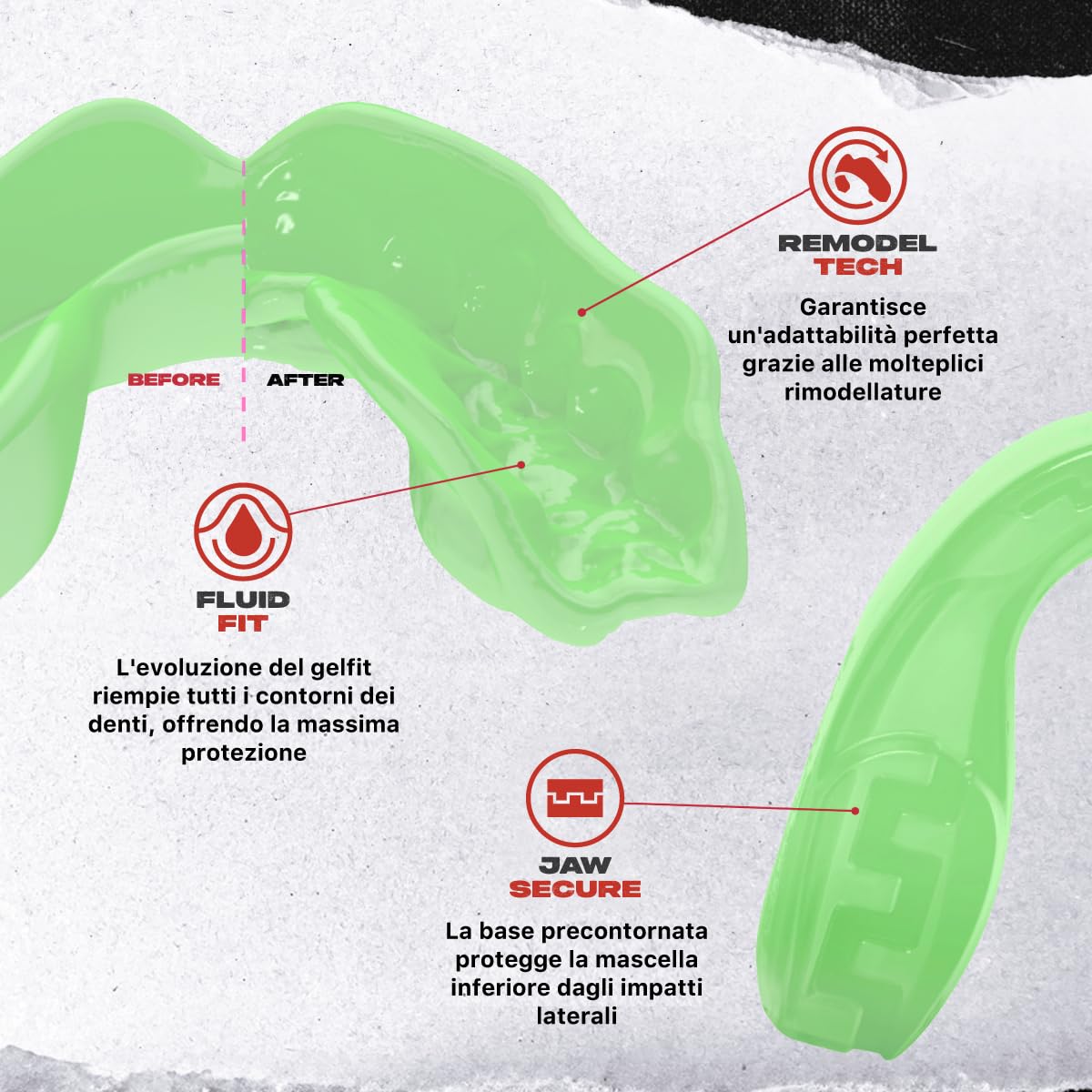 SafeJawz Sport Protège-dents Éléments TERRE, Protection intégrale pour Tous Les Sports, notamment Le Rugby, MMA, Hockey, Judo, Karate, Les Arts Martiaux et la Boxe (VERT) - 4