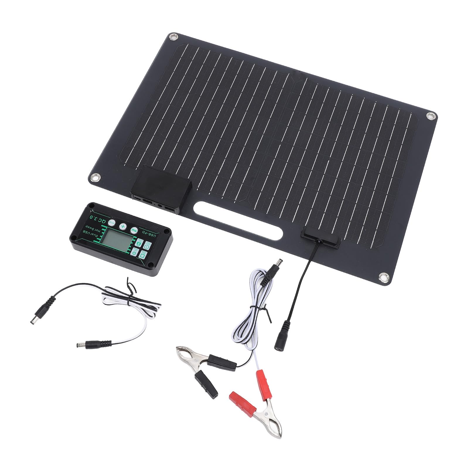 Yosoo Health Gear Kit Pannello Solare, Caricabatteria Pannello Solare Monocristallino 100W con Controller 100A Doppia USB 12V 24V per Telecamera di Sicurezza Serra per Tetto Auto Barca