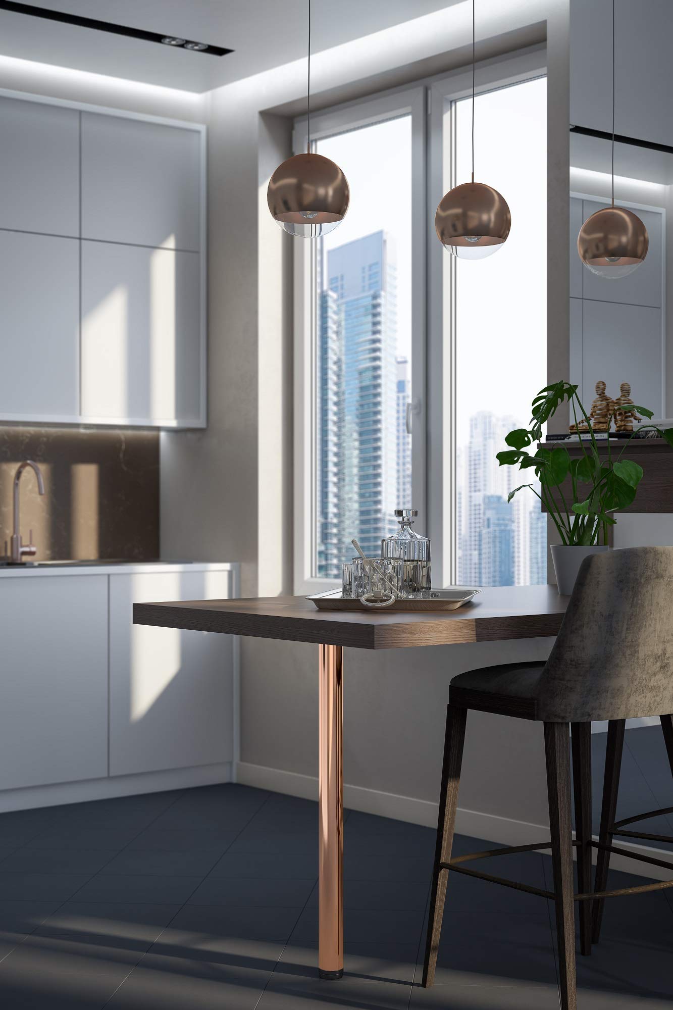Rothley Stainless Steel Kitchen Worktop Leg Range of Contemporary cols 870mmhigh#Antique Copper