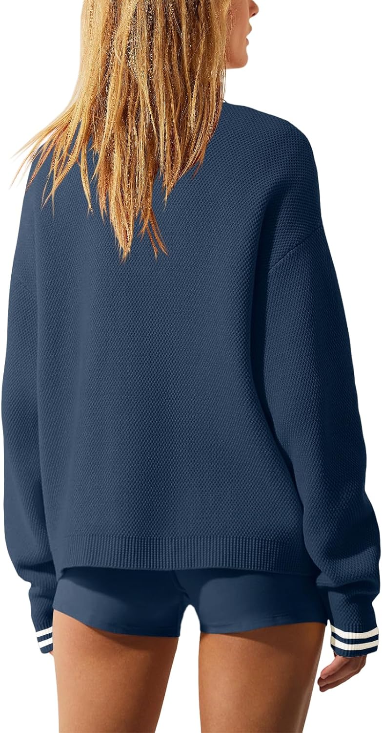 Nirovien Womens Oversized Cardigan Sweaters Button Down Knit Fall Sweater Long Sleeve Striped Coats