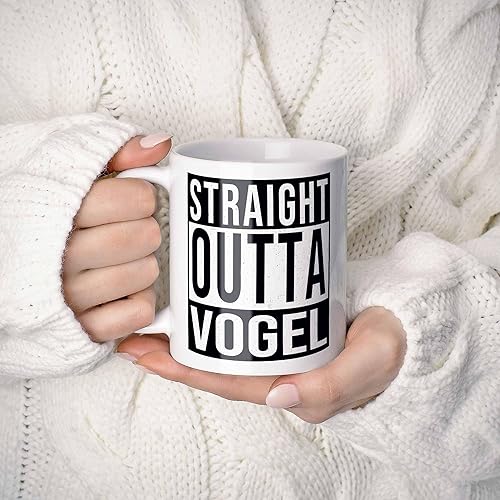 Miniatura 2 de Vogel Last Name Gift. Personalized, Custom Straight Outta Surname Sign Coffee Mug. 11 Ounces.