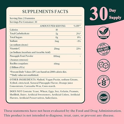 Miniatura 8 de Gomitas de equilibrio femenino prémium para mujeres, probióticos vaginales para mujer con vitamina C para apoyo inmunológico, veganas, sin gluten,