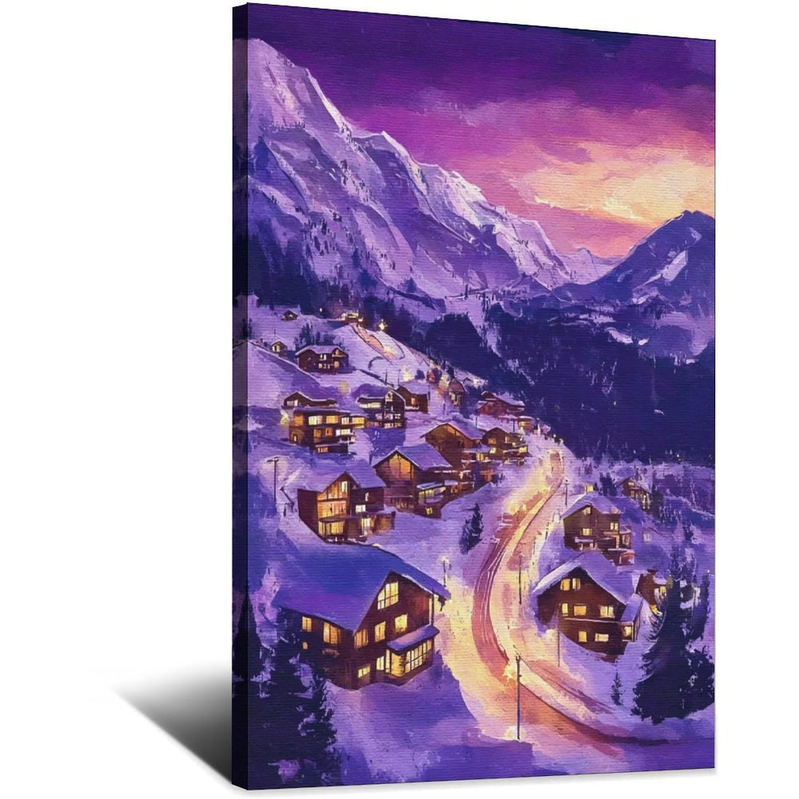 Courchevel Ski Poster 20x30inch(50x75cm) Vintage Watercolor Canvas Art