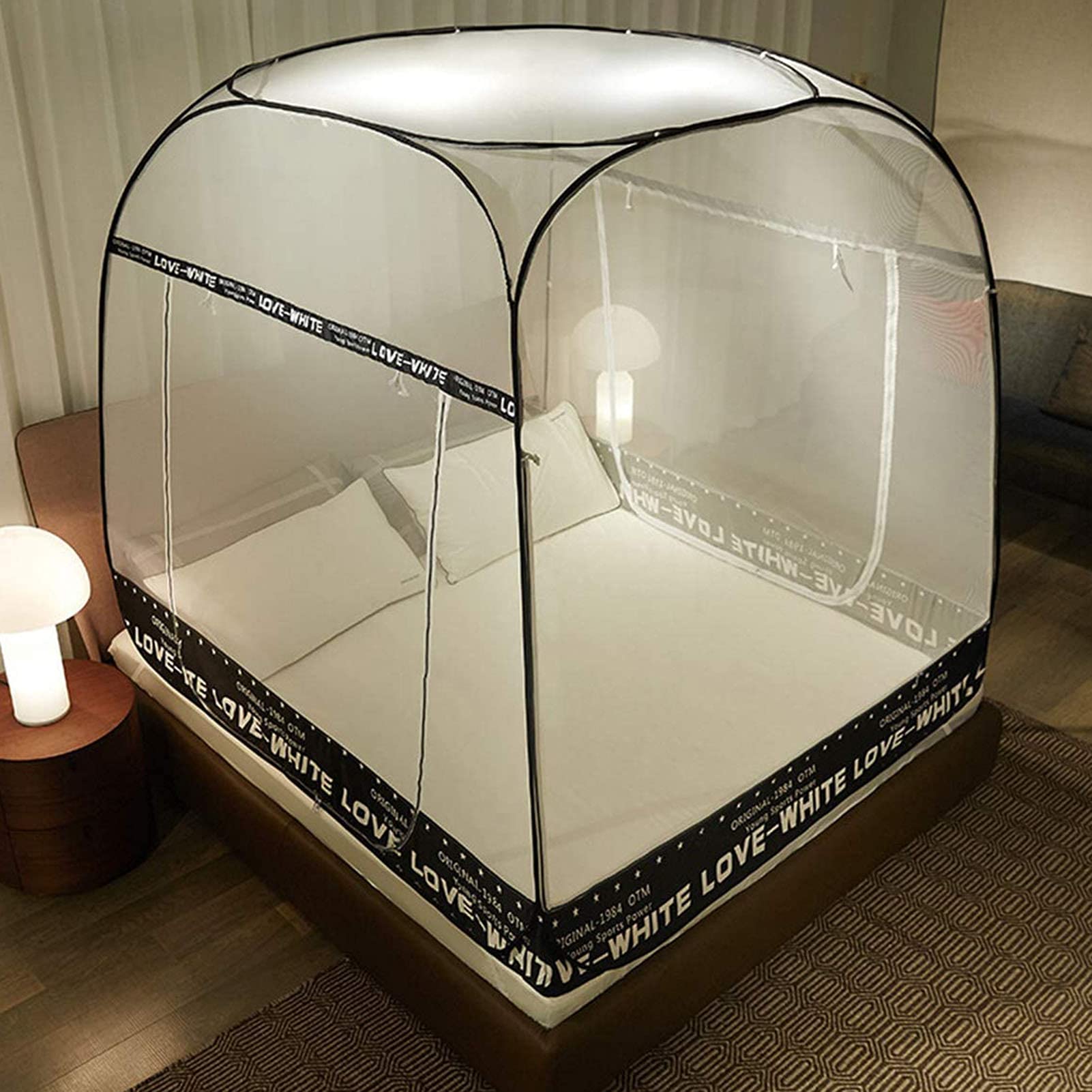 GJMSSMY Foldable Mosquito Net, Mosquito Net Pop Up Foldable Mongolian Yurt Dome Mosquito Nets Easy To Setup with Bottom Anti Mosquito Bites(180 * 200 * 170Cm),Black